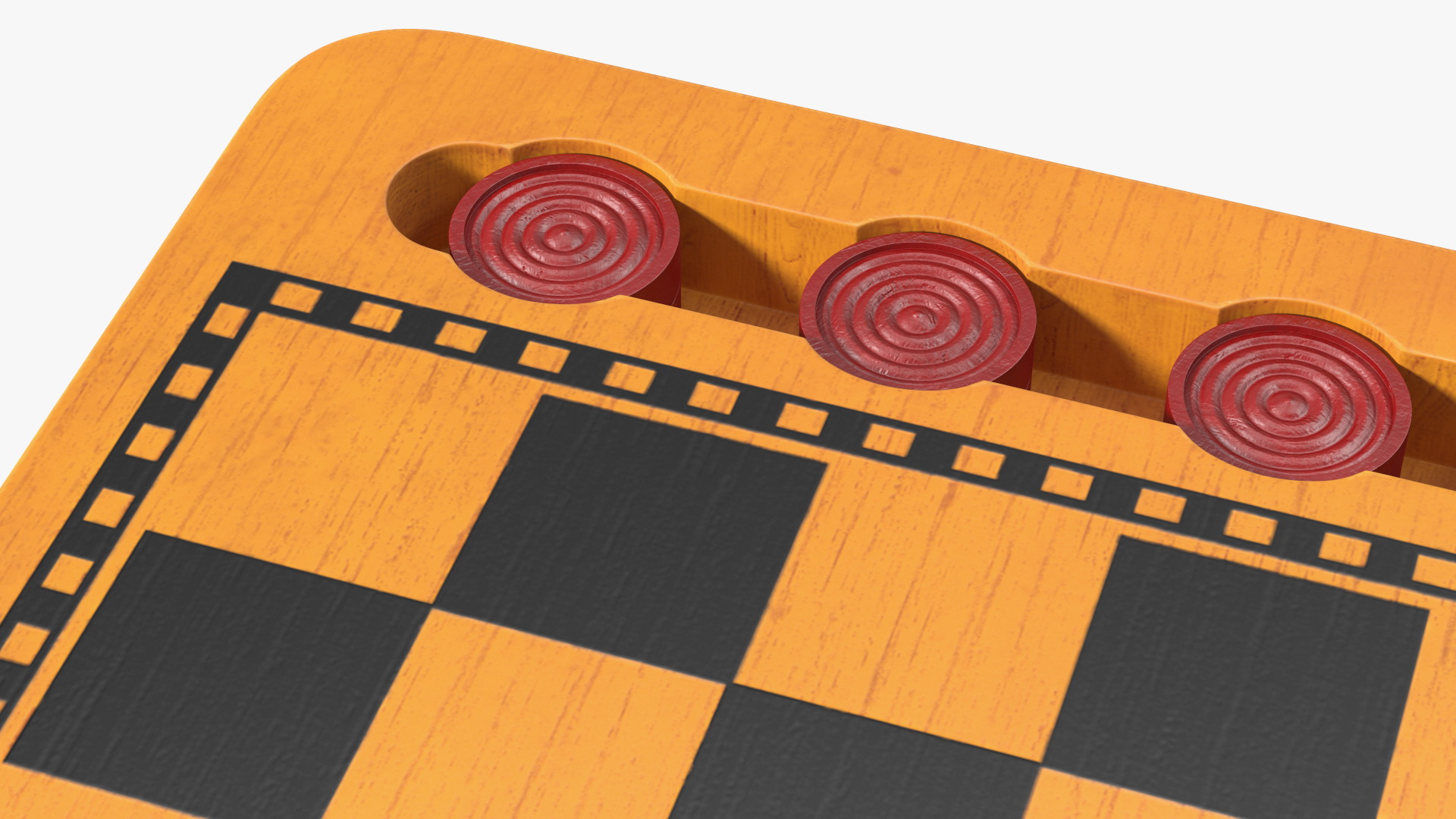 Wood Checkers Set 3D