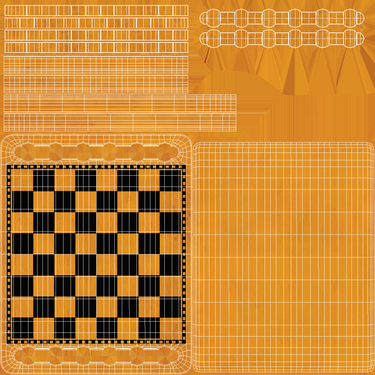 Wood Checkers Set 3D