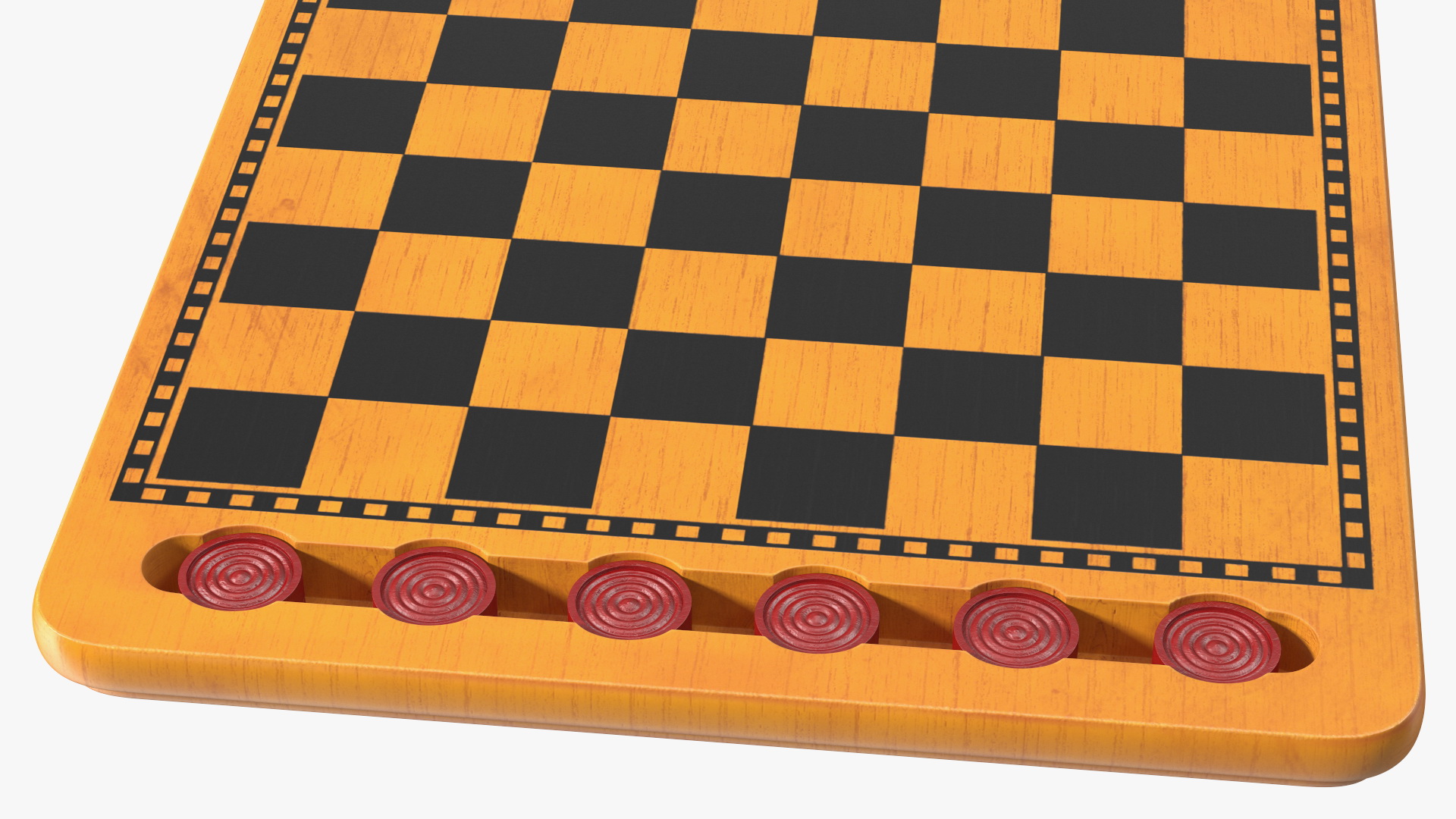 Wood Checkers Set 3D