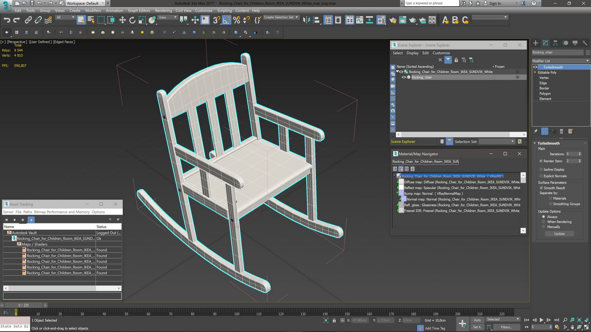 3D model Rocking Chair for Children Room IKEA SUNDVIK White