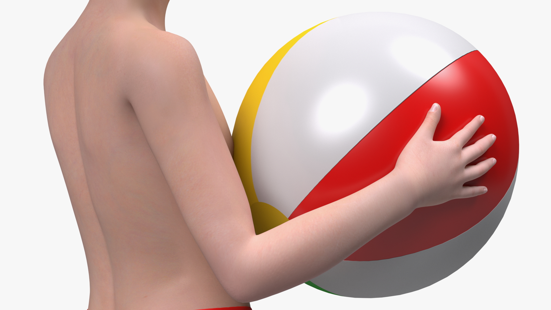 Child Boy Holding Ball Beach Style 3D model