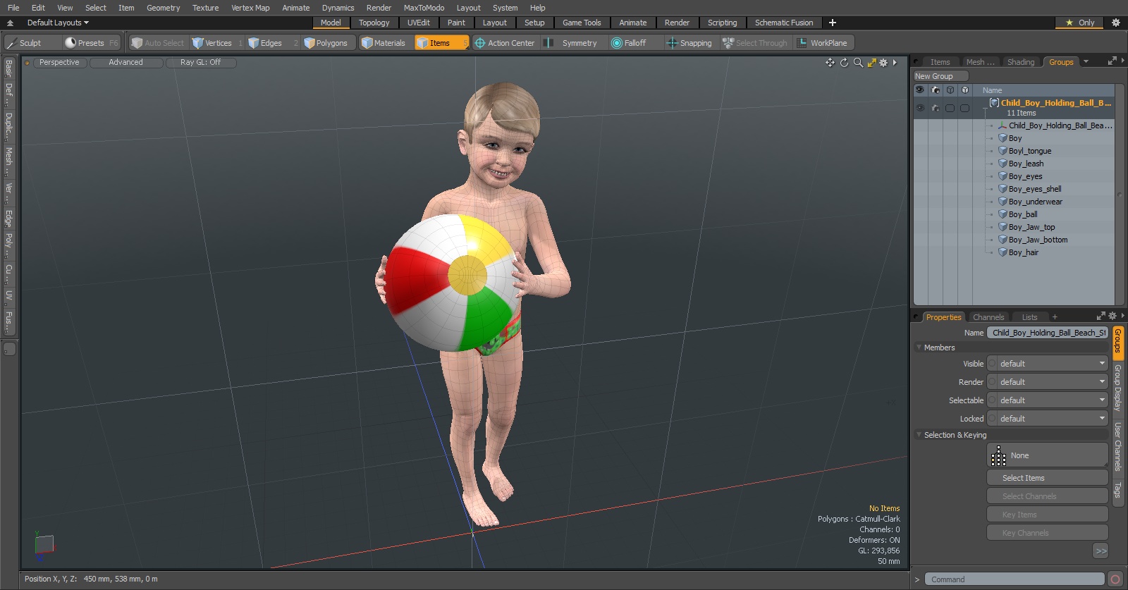 Child Boy Holding Ball Beach Style 3D model