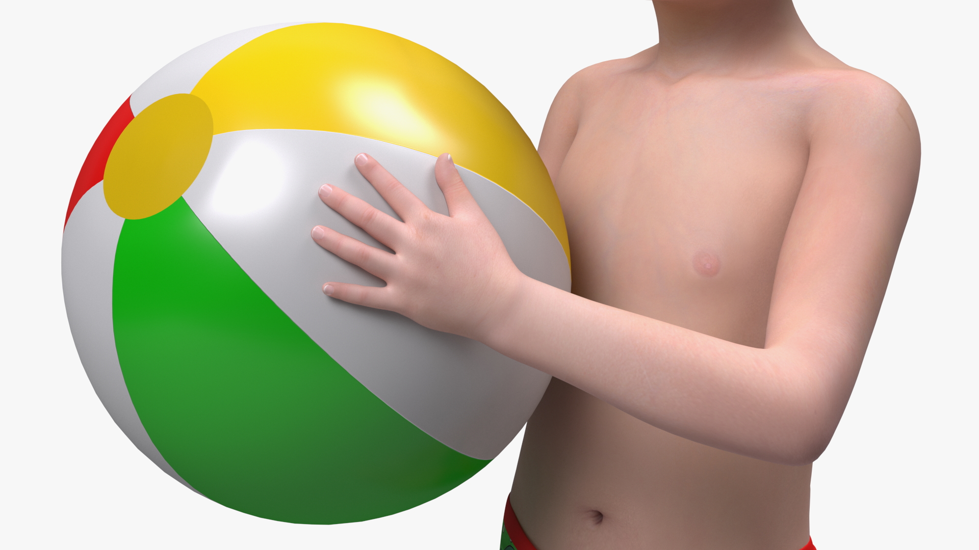 Child Boy Holding Ball Beach Style 3D model