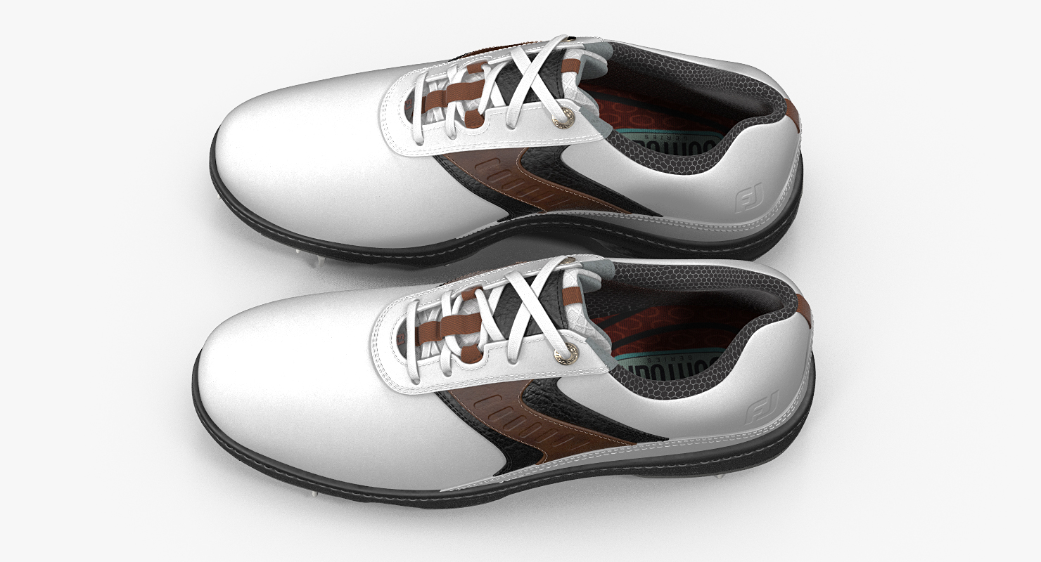 Footjoy Mens Contour White Golf Spikes Shoes 3D model