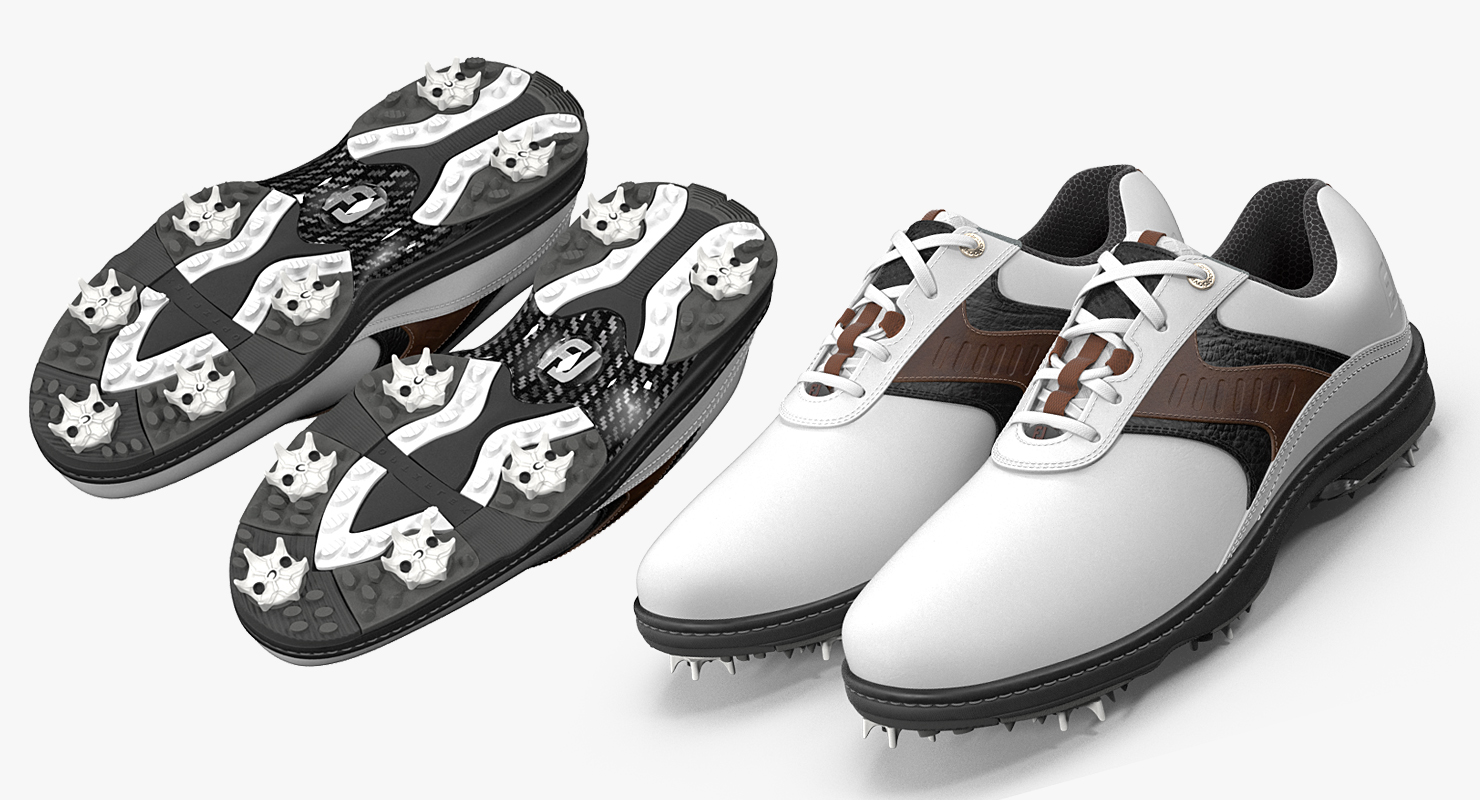 Footjoy Mens Contour White Golf Spikes Shoes 3D model