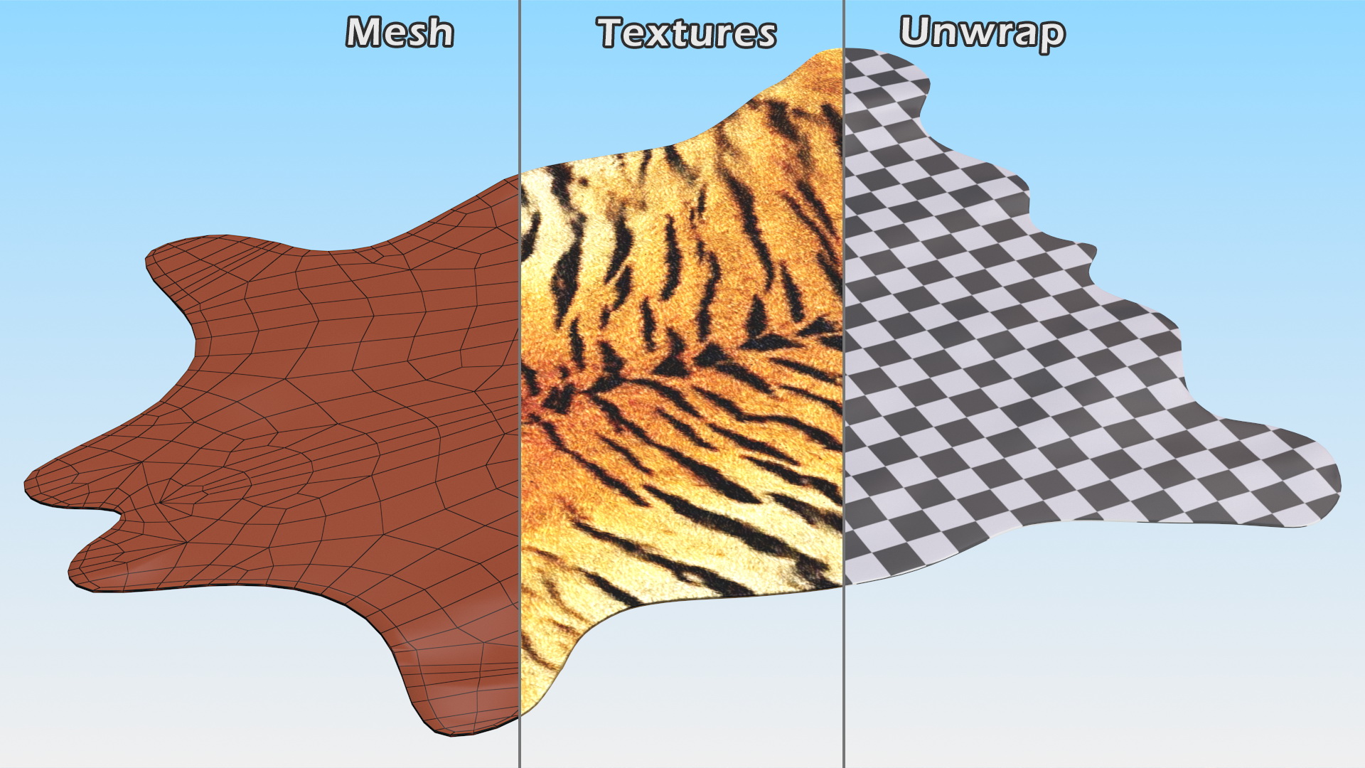 Tiger Hide Rug 3D model