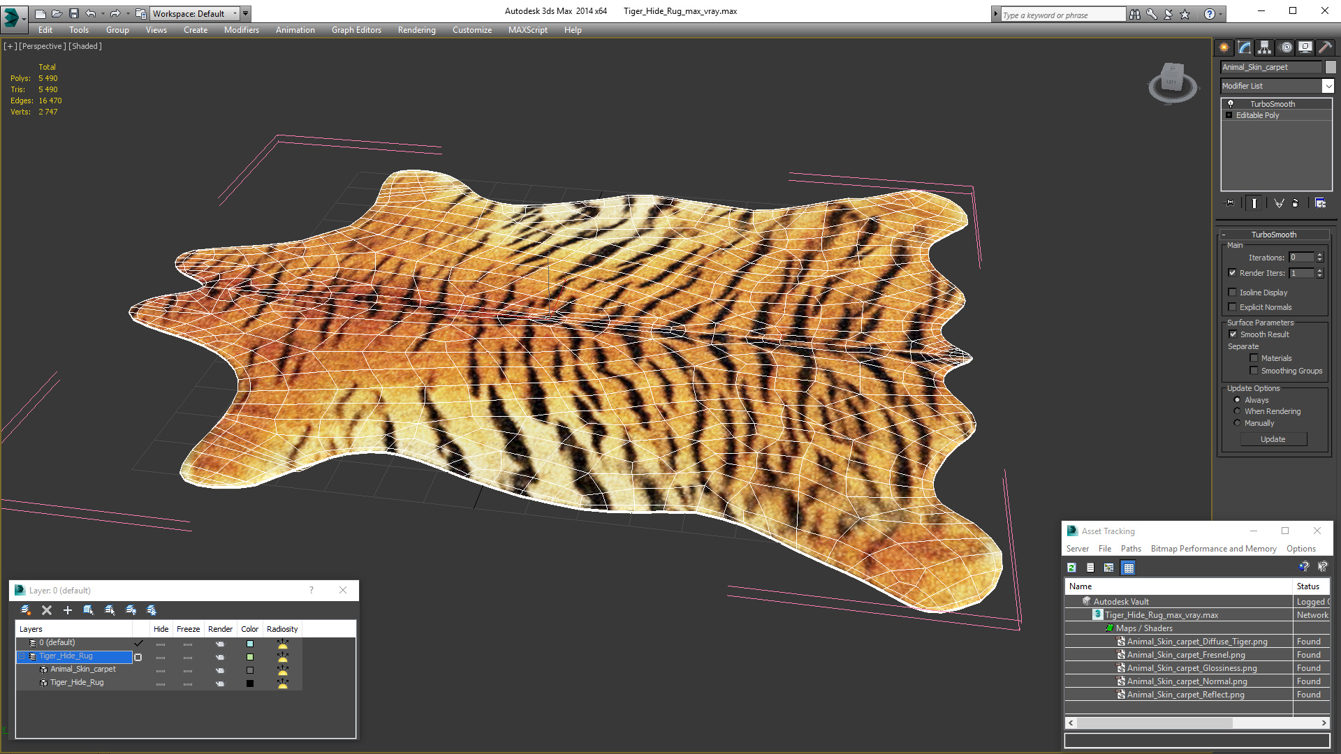 Tiger Hide Rug 3D model