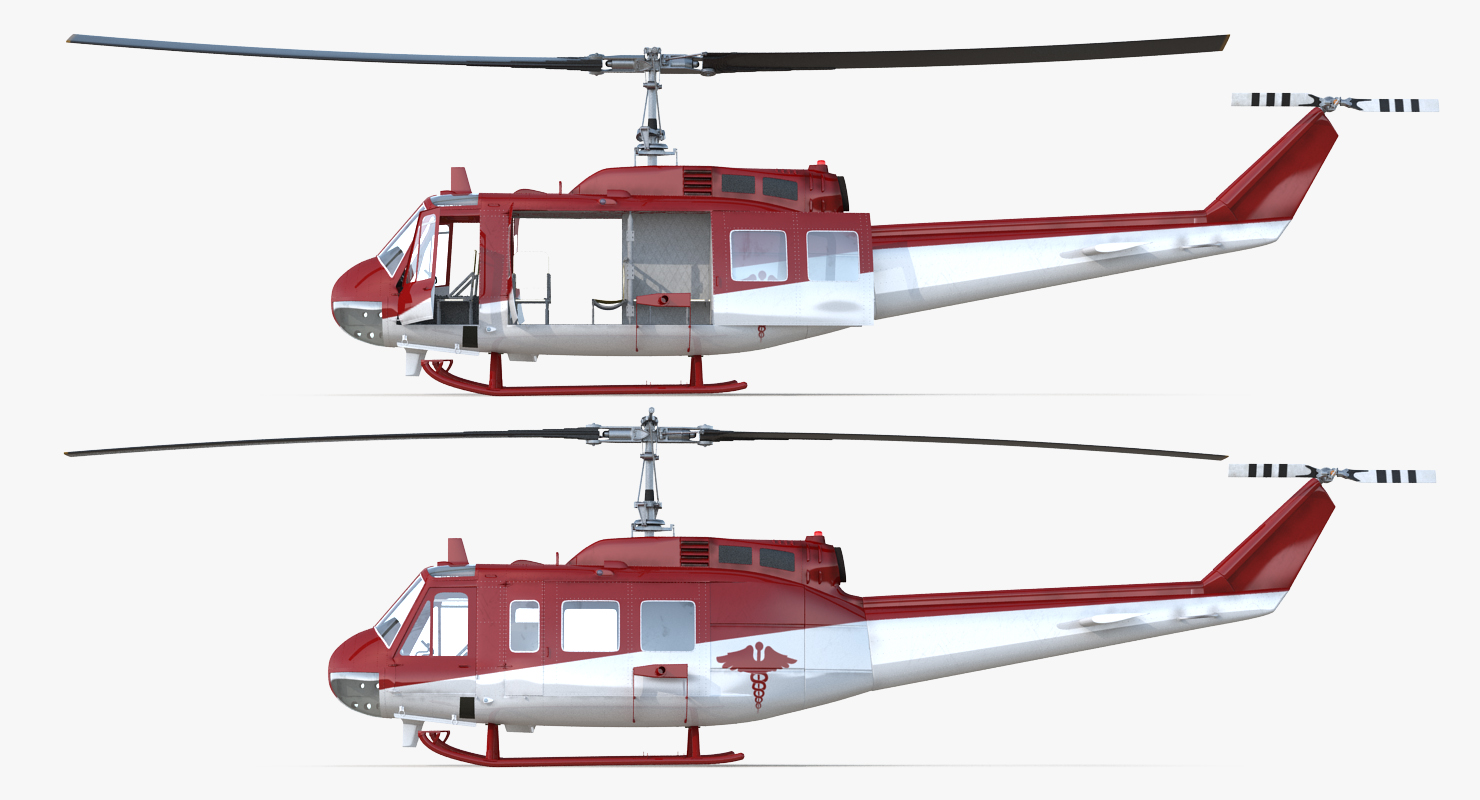 Air Medical Helicopter Bell Model 212 3D