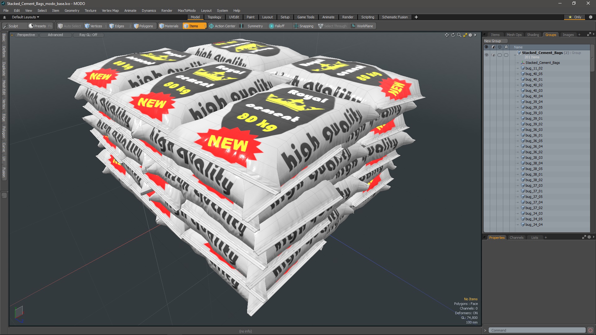 Stacked Cement Bags 3D model