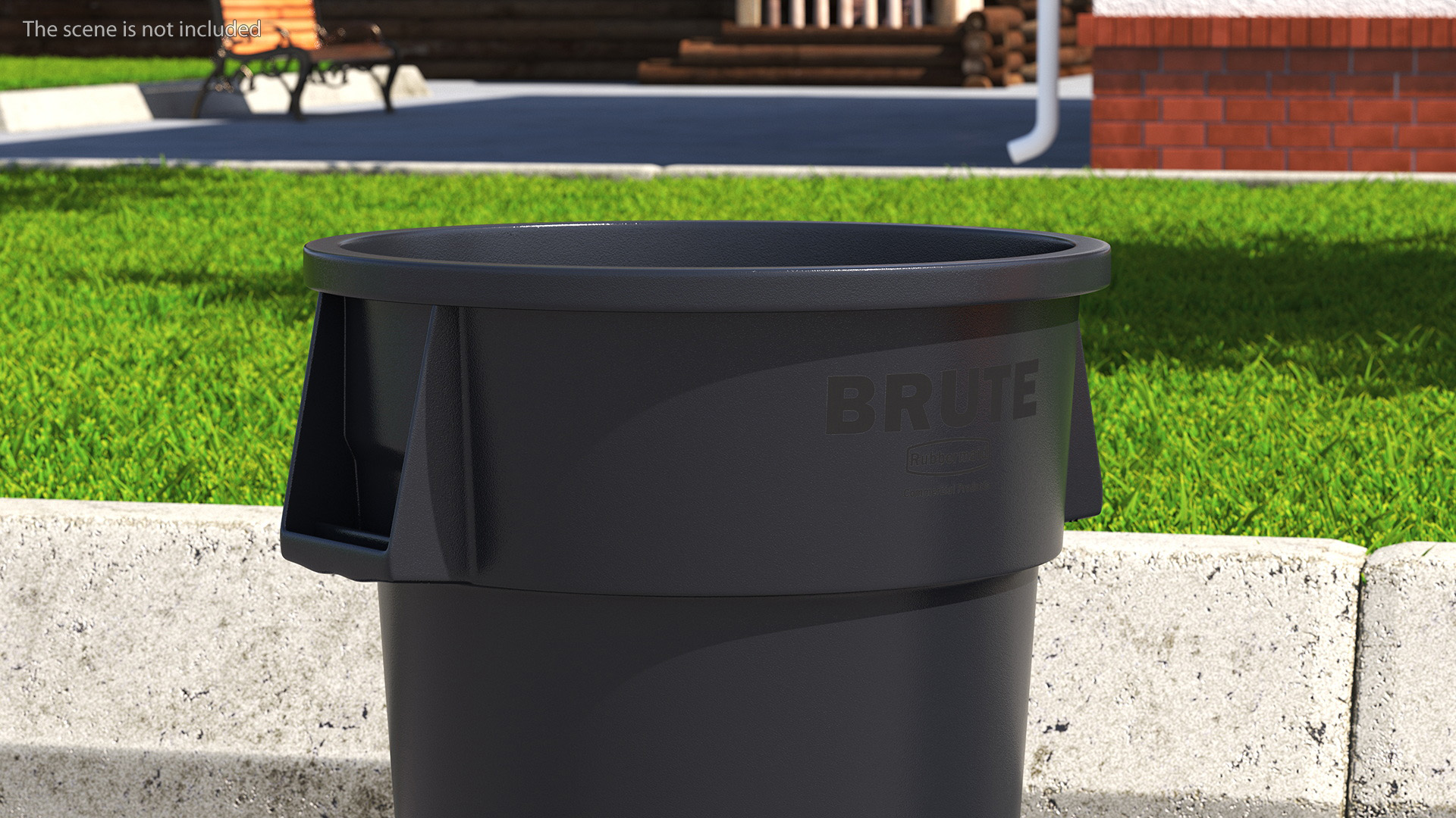 3D Rubbermaid Brute Commercial Trash Can Black model