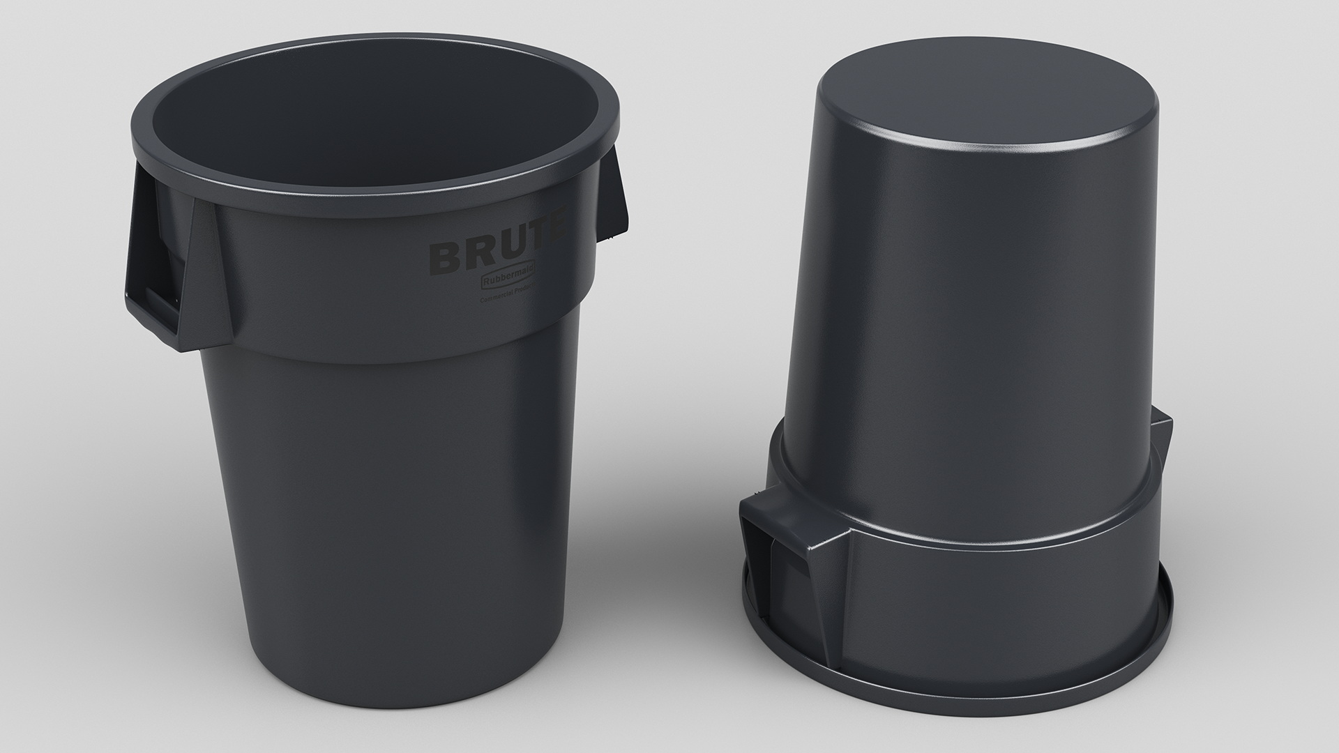 3D Rubbermaid Brute Commercial Trash Can Black model