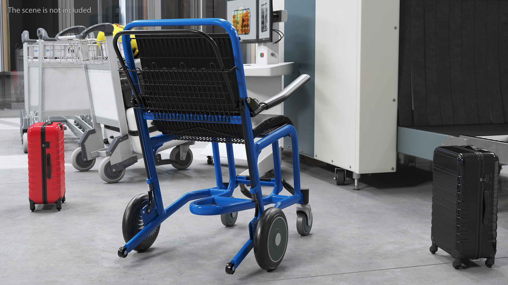 3D Airport Wheelchair Blue model