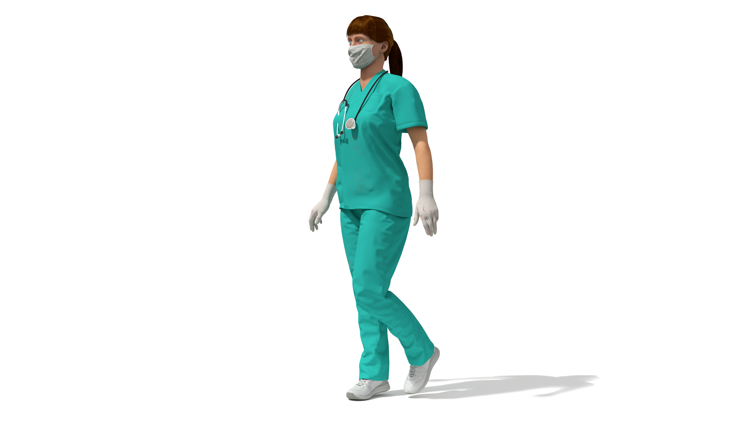 Female Surgeon Wearing Surgical Gown Fur Rigged 3D