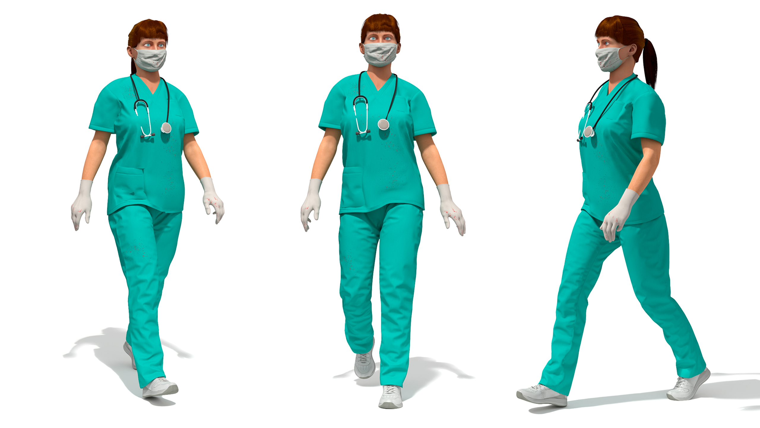 Female Surgeon Wearing Surgical Gown Fur Rigged 3D