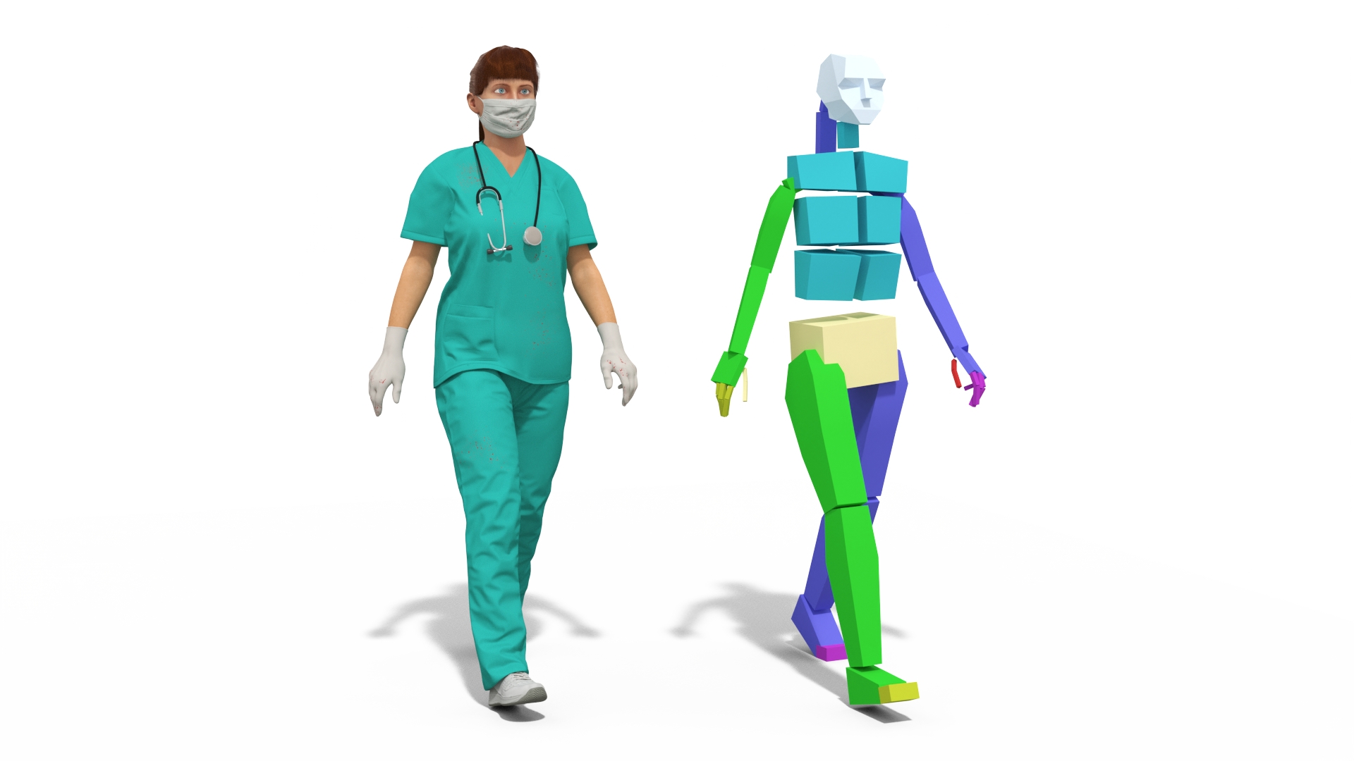 Female Surgeon Wearing Surgical Gown Fur Rigged 3D