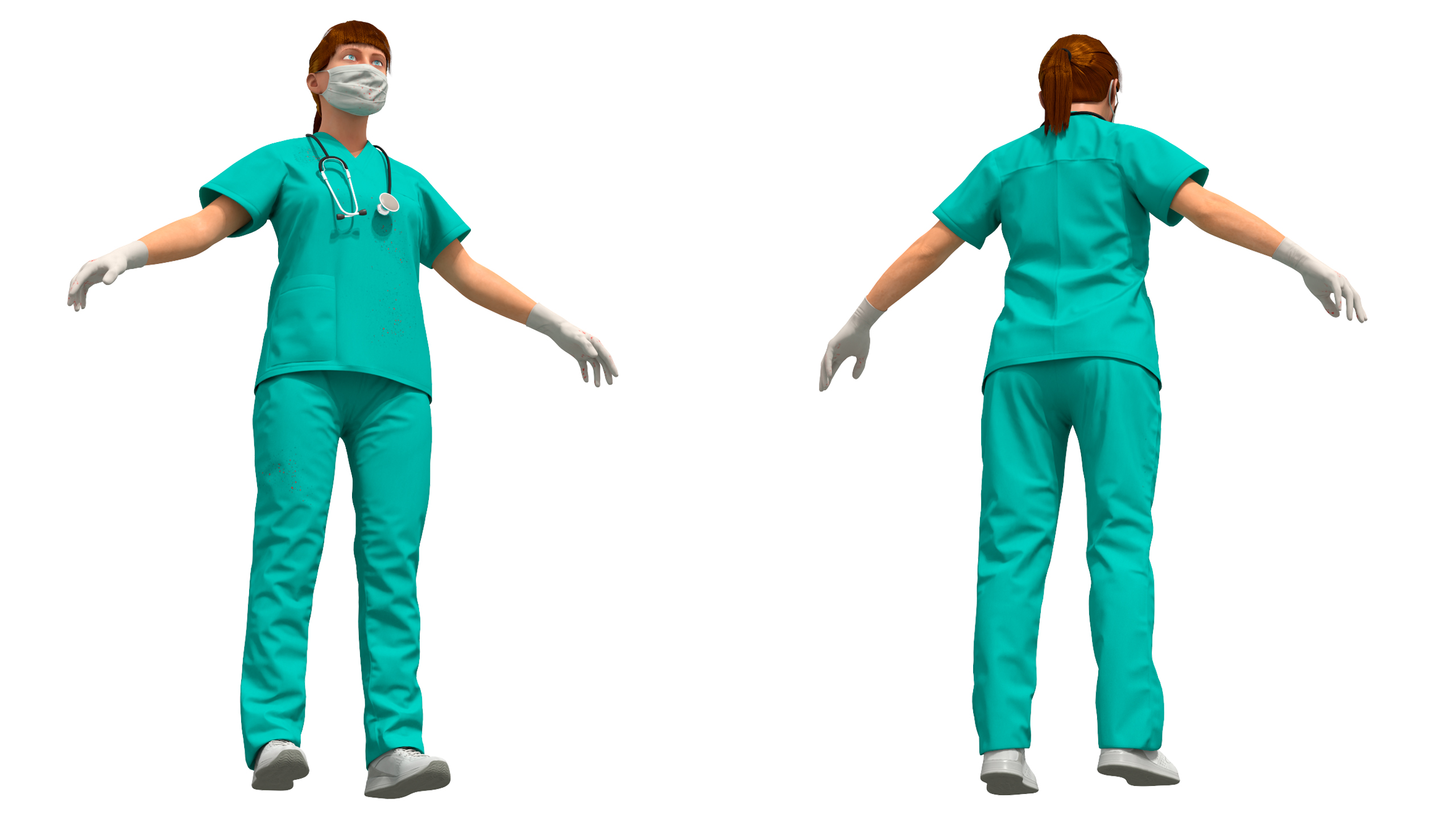 Female Surgeon Wearing Surgical Gown Fur Rigged 3D