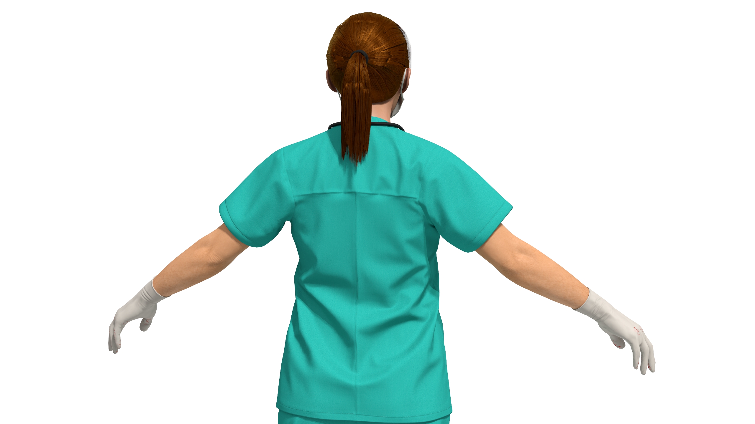 Female Surgeon Wearing Surgical Gown Fur Rigged 3D