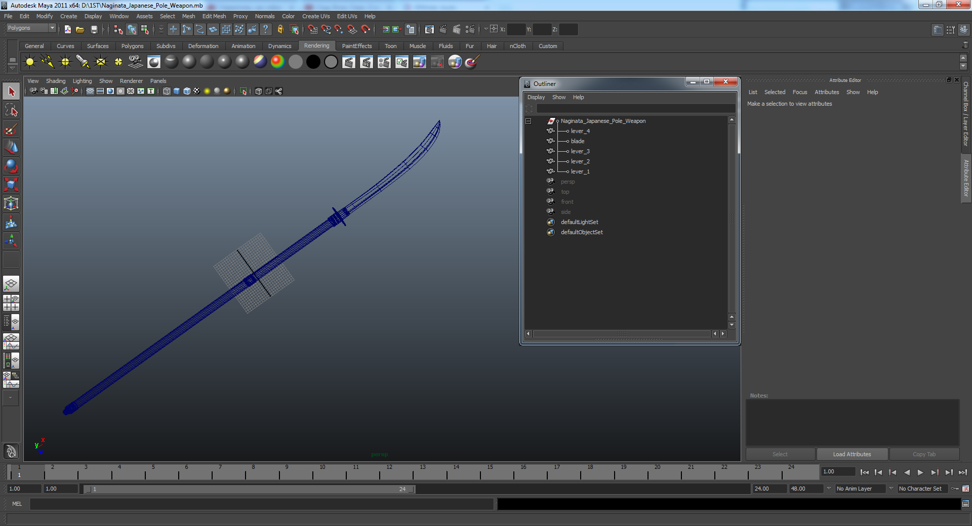 Naginata Japanese Pole Weapon 3D model