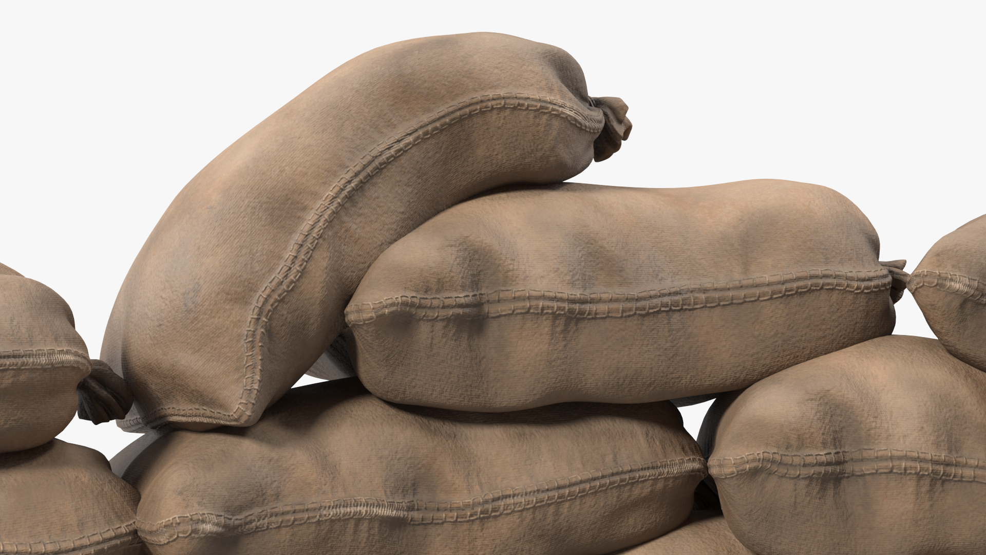 Semicircle Sandbag Wall Dusty 3D model