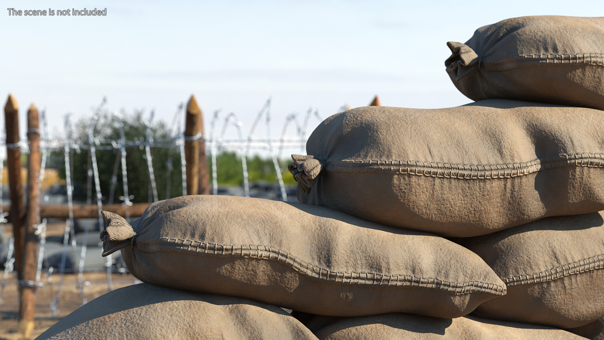 Semicircle Sandbag Wall Dusty 3D model