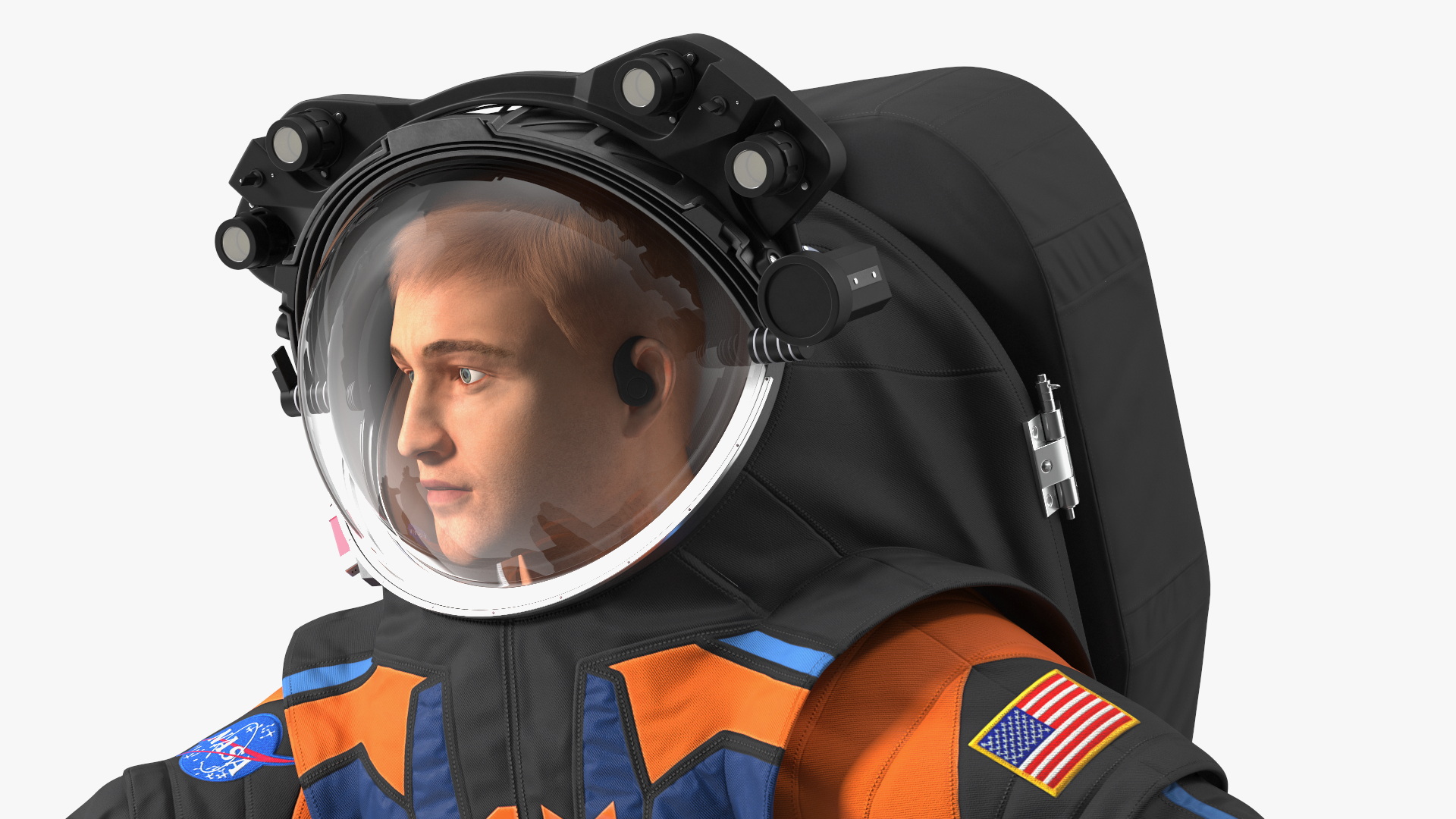 3D model NASA Spacesuit Axiom on Astronaut Falling Pose Fur