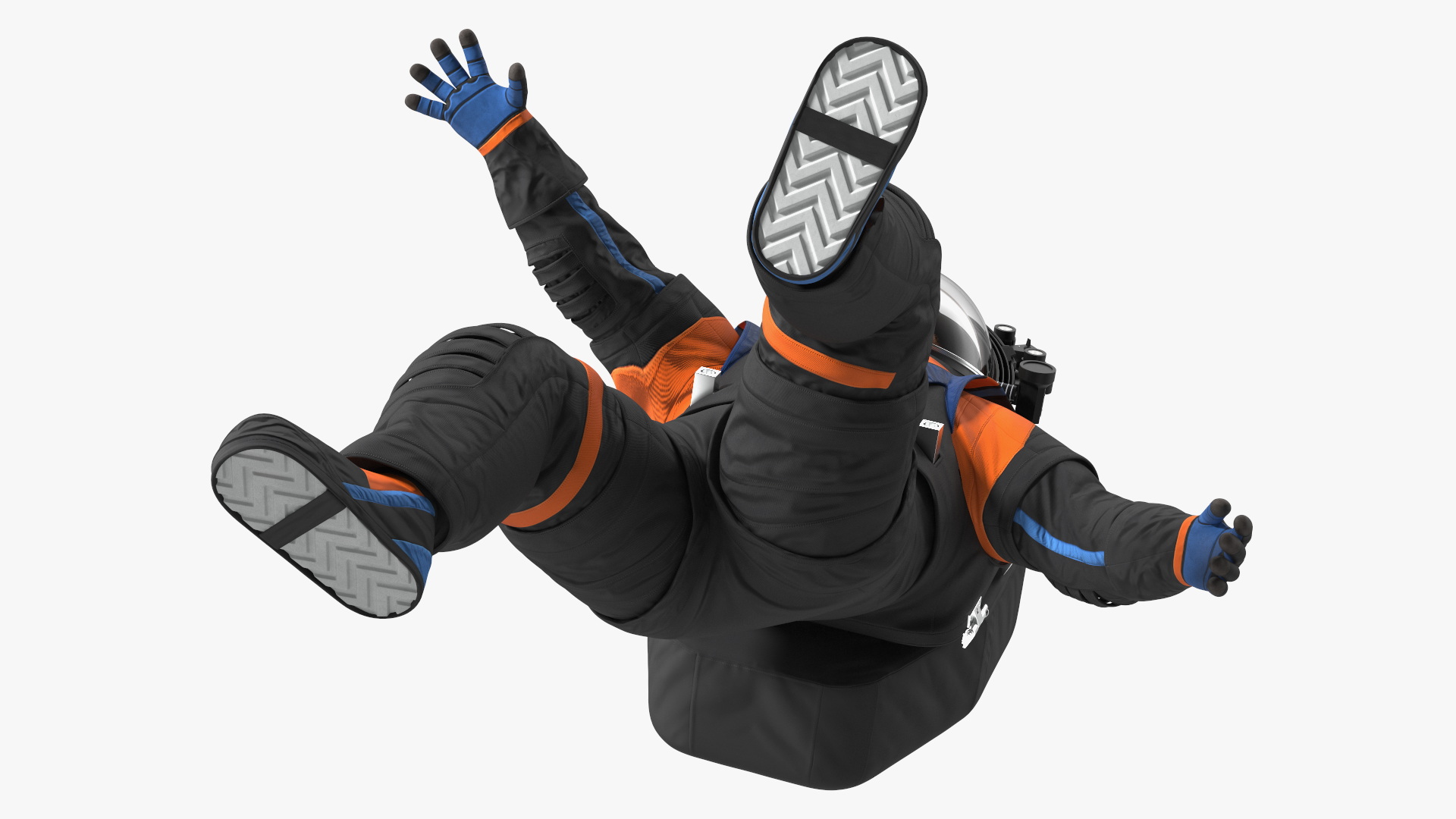 3D model NASA Spacesuit Axiom on Astronaut Falling Pose Fur