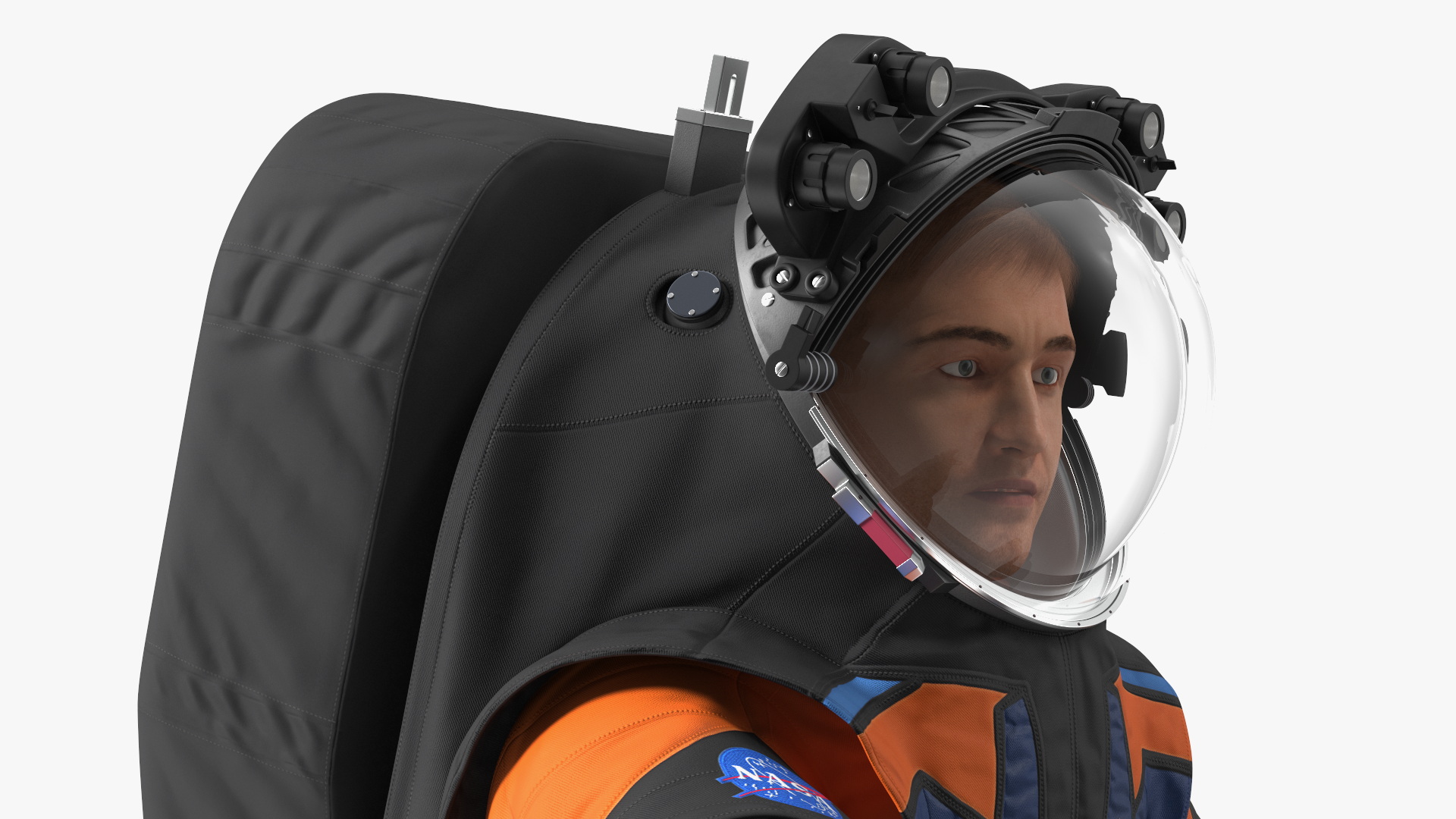 3D model NASA Spacesuit Axiom on Astronaut Falling Pose Fur