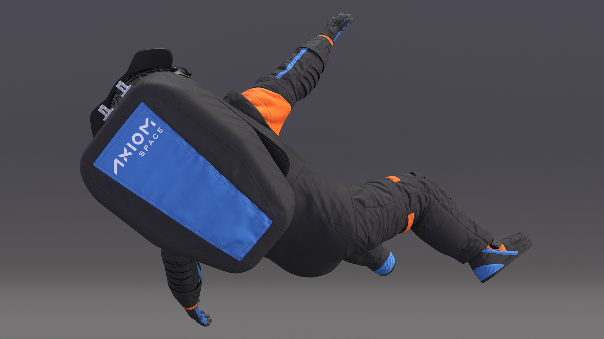 3D model NASA Spacesuit Axiom on Astronaut Falling Pose Fur