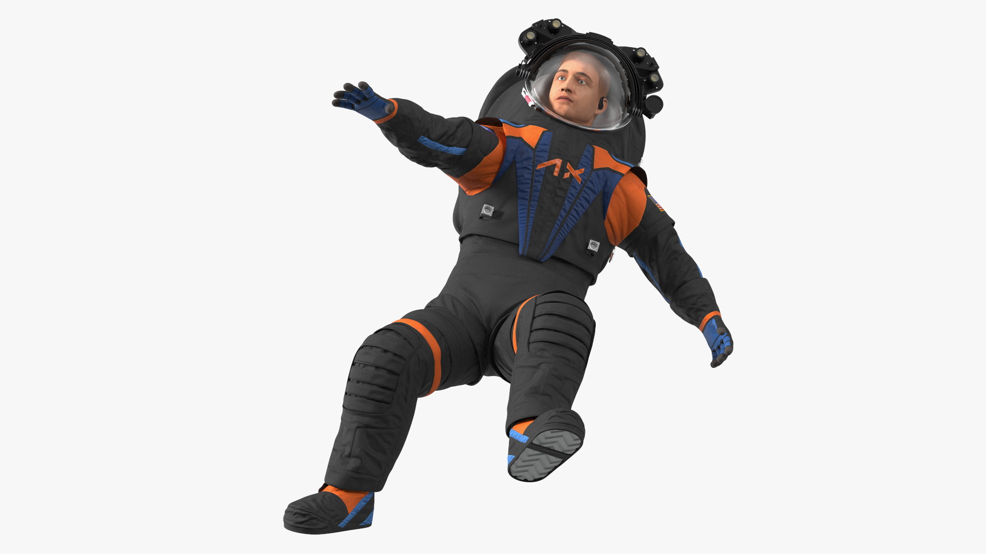 3D model NASA Spacesuit Axiom on Astronaut Falling Pose Fur