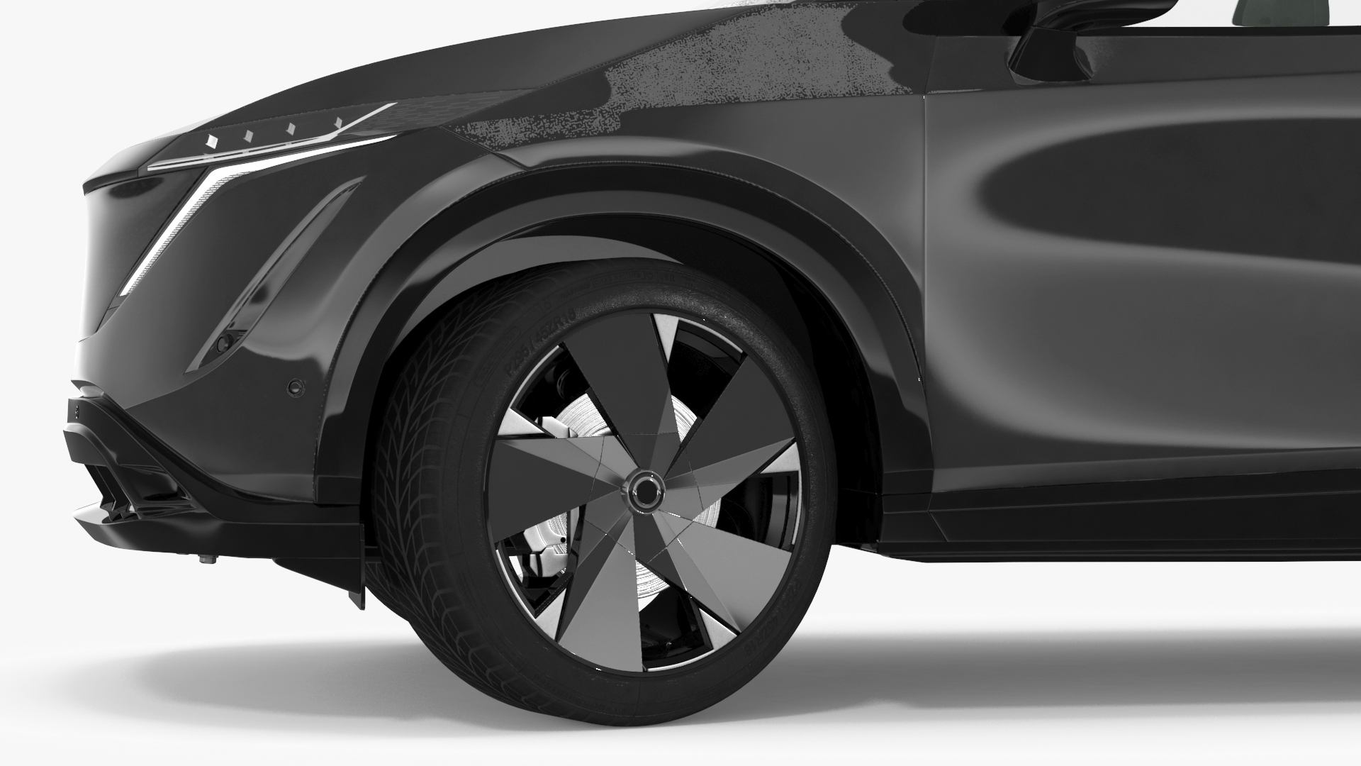 3D Concept Black Electric SUV Lights On Rigged model