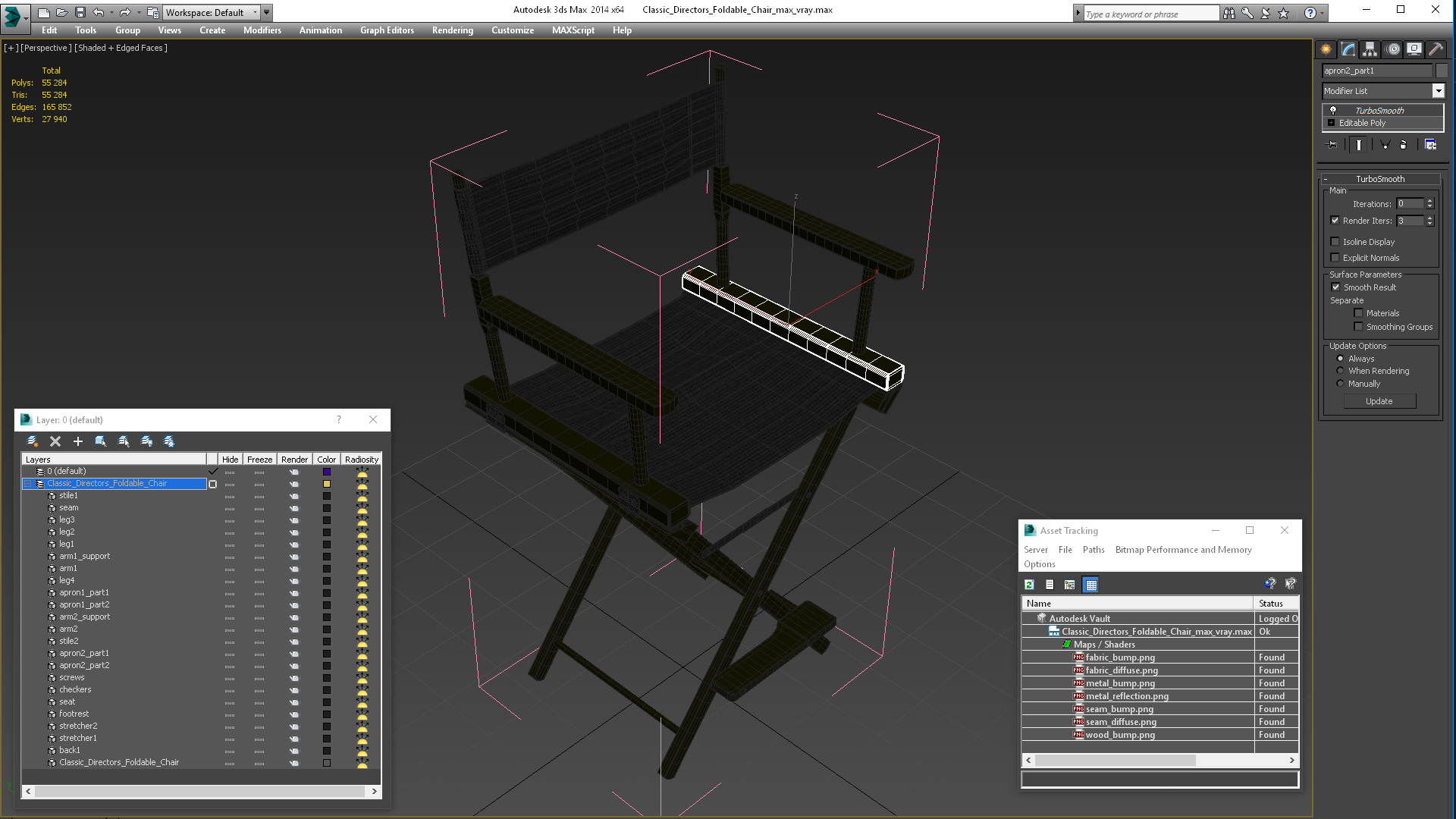 Classic Directors Foldable Chair 3D