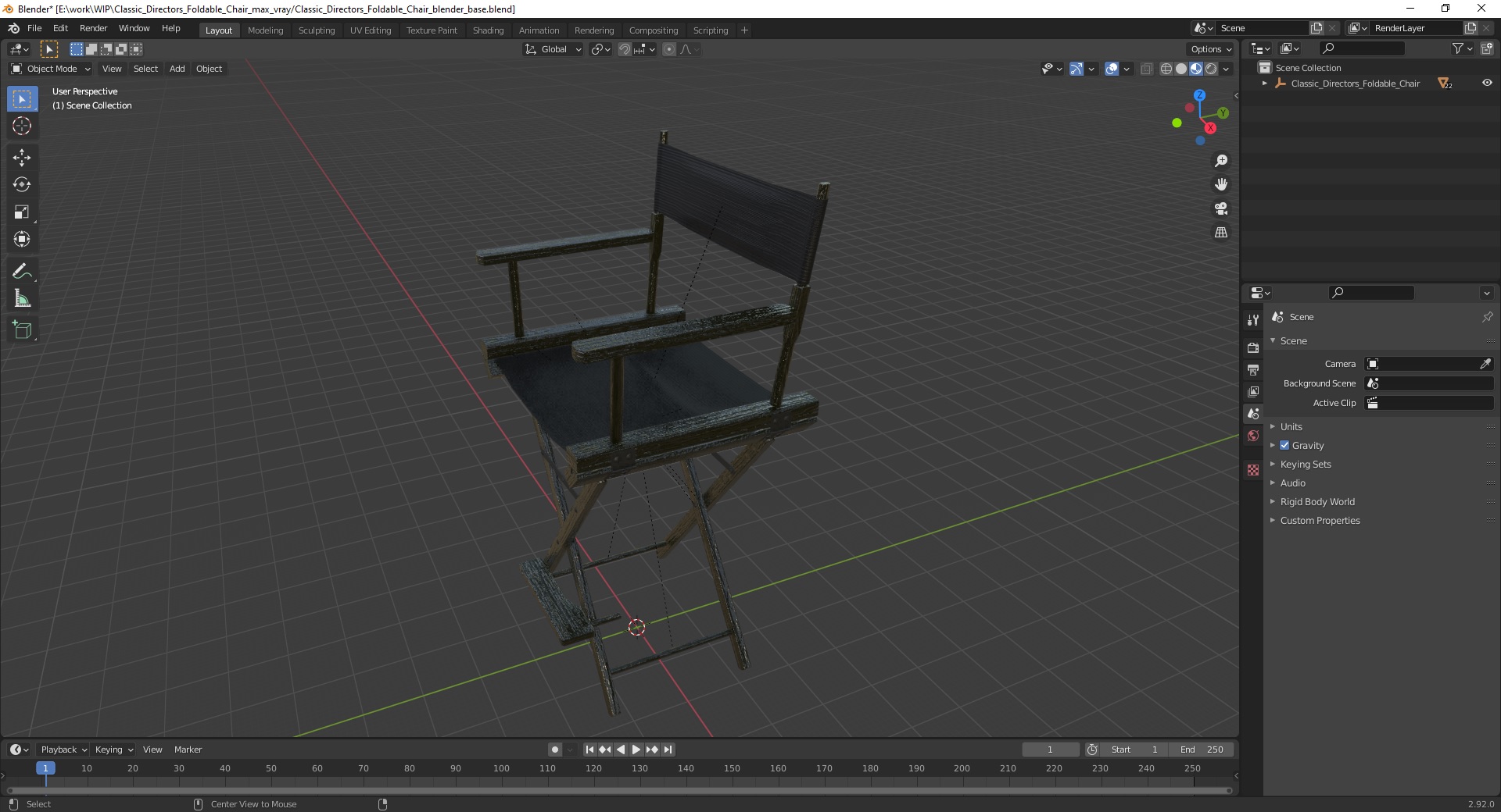 Classic Directors Foldable Chair 3D