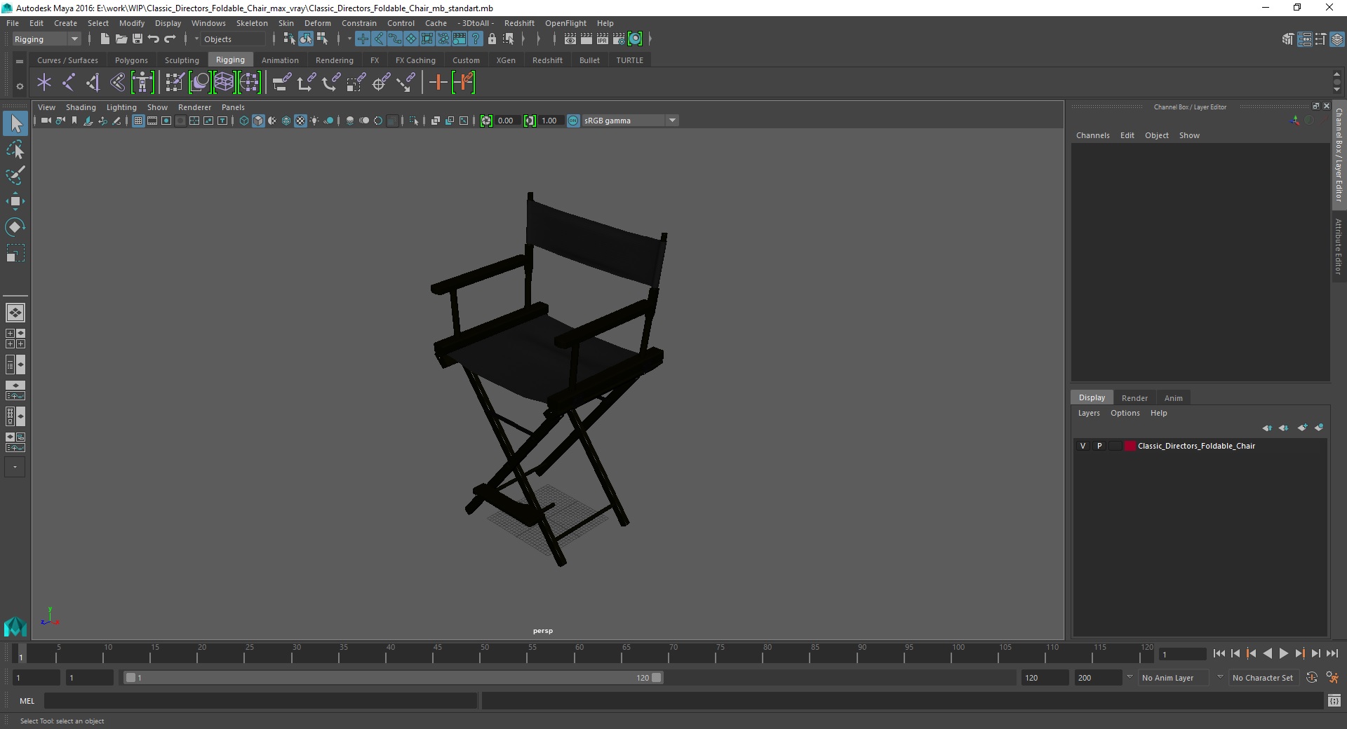 Classic Directors Foldable Chair 3D