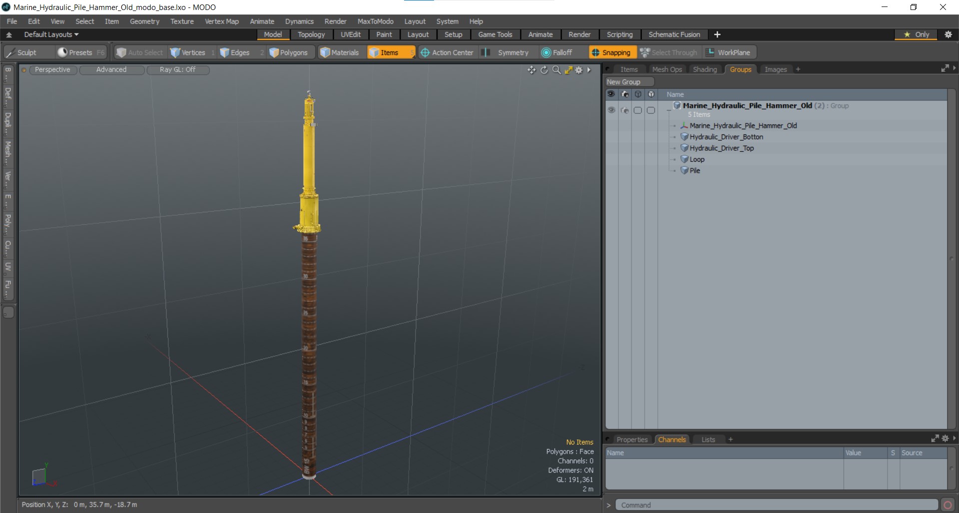 Marine Hydraulic Pile Hammer Old 3D