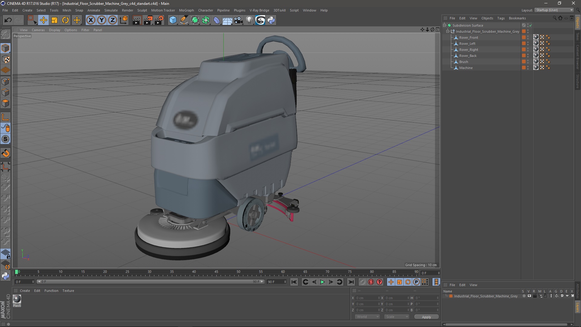 3D Industrial Floor Scrubber Machine Grey model