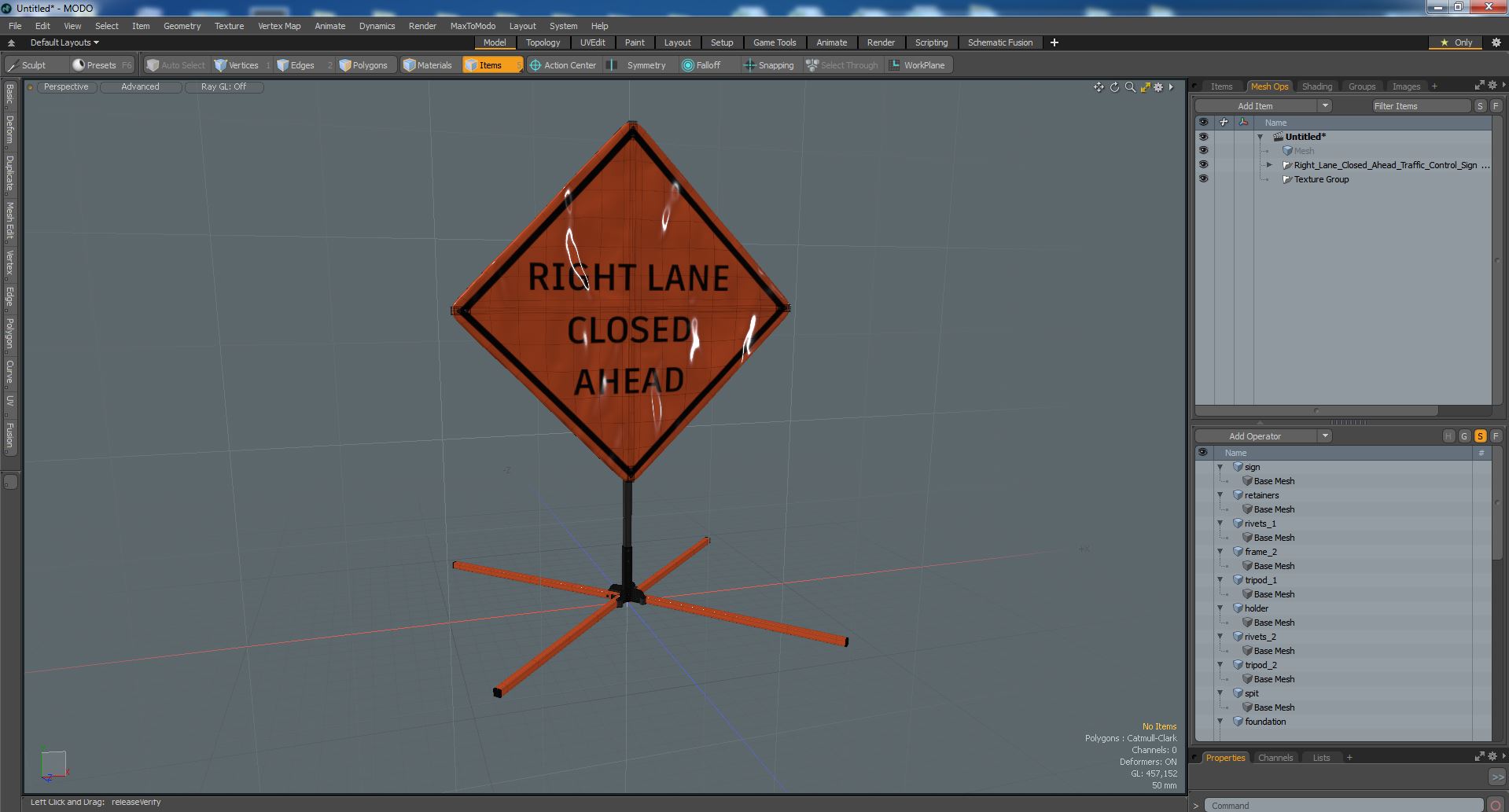 Right Lane Closed Ahead Traffic Control Sign 3D model