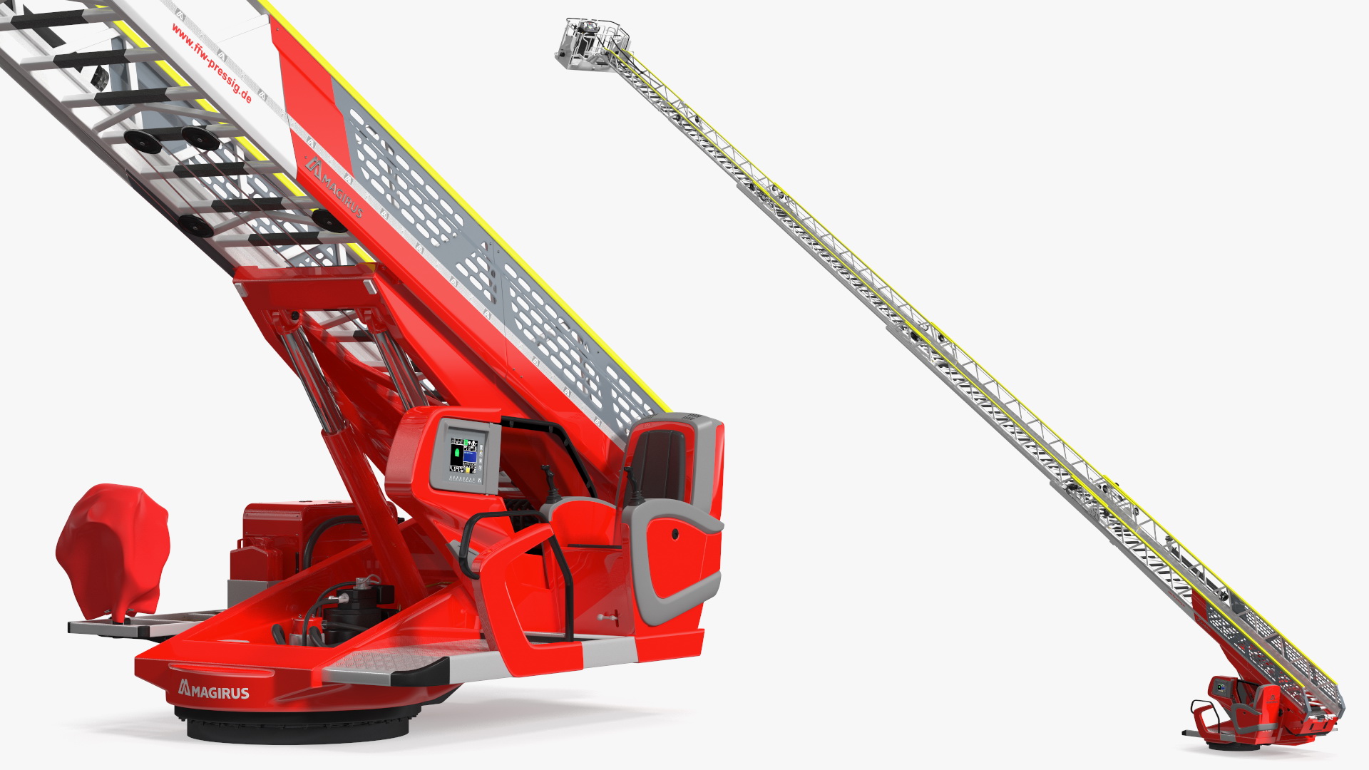 3D Magirus M32L AS Turntable Ladder Unfolded