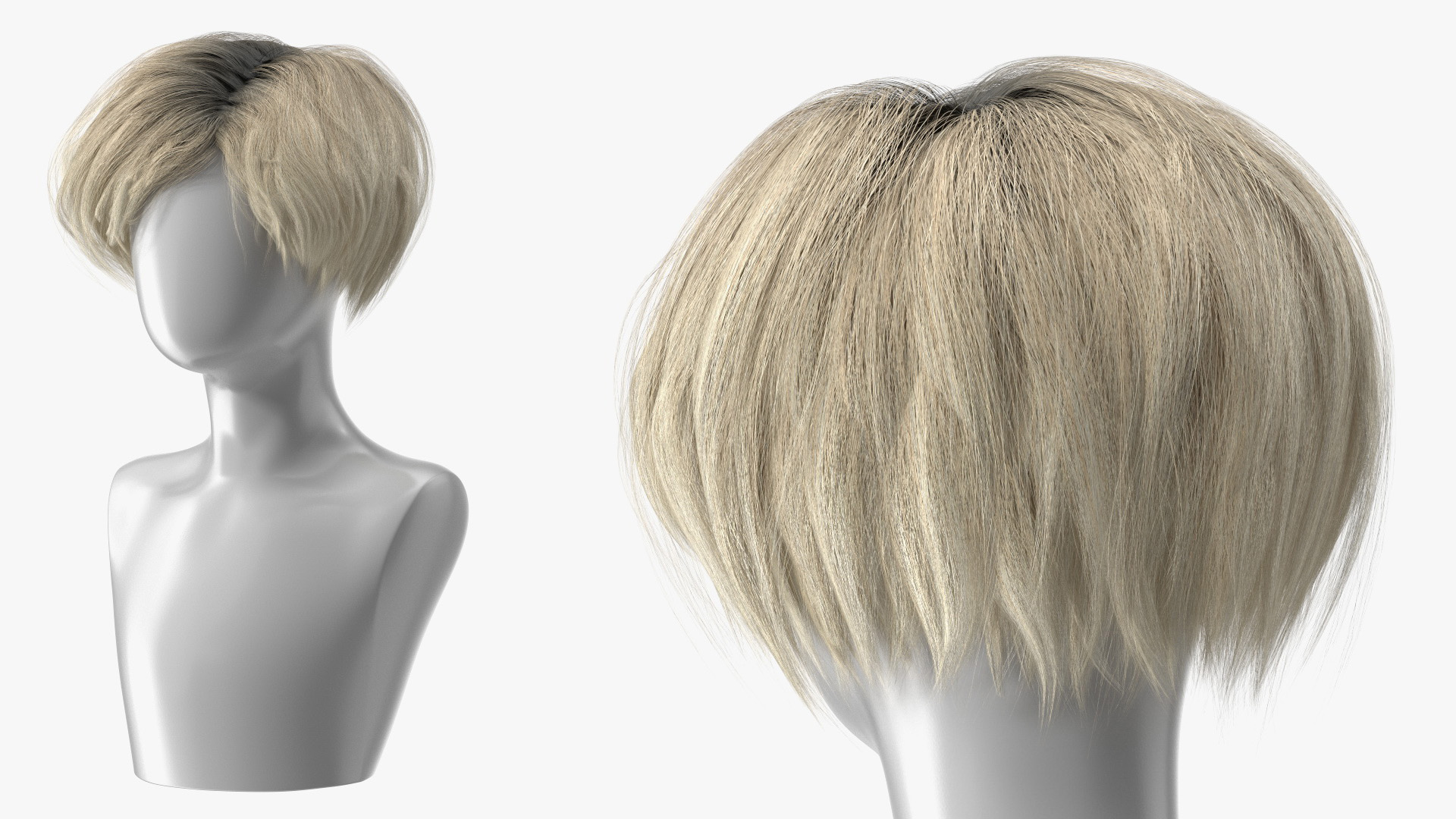 3D Wig Short Layered Hairstyle Blond model