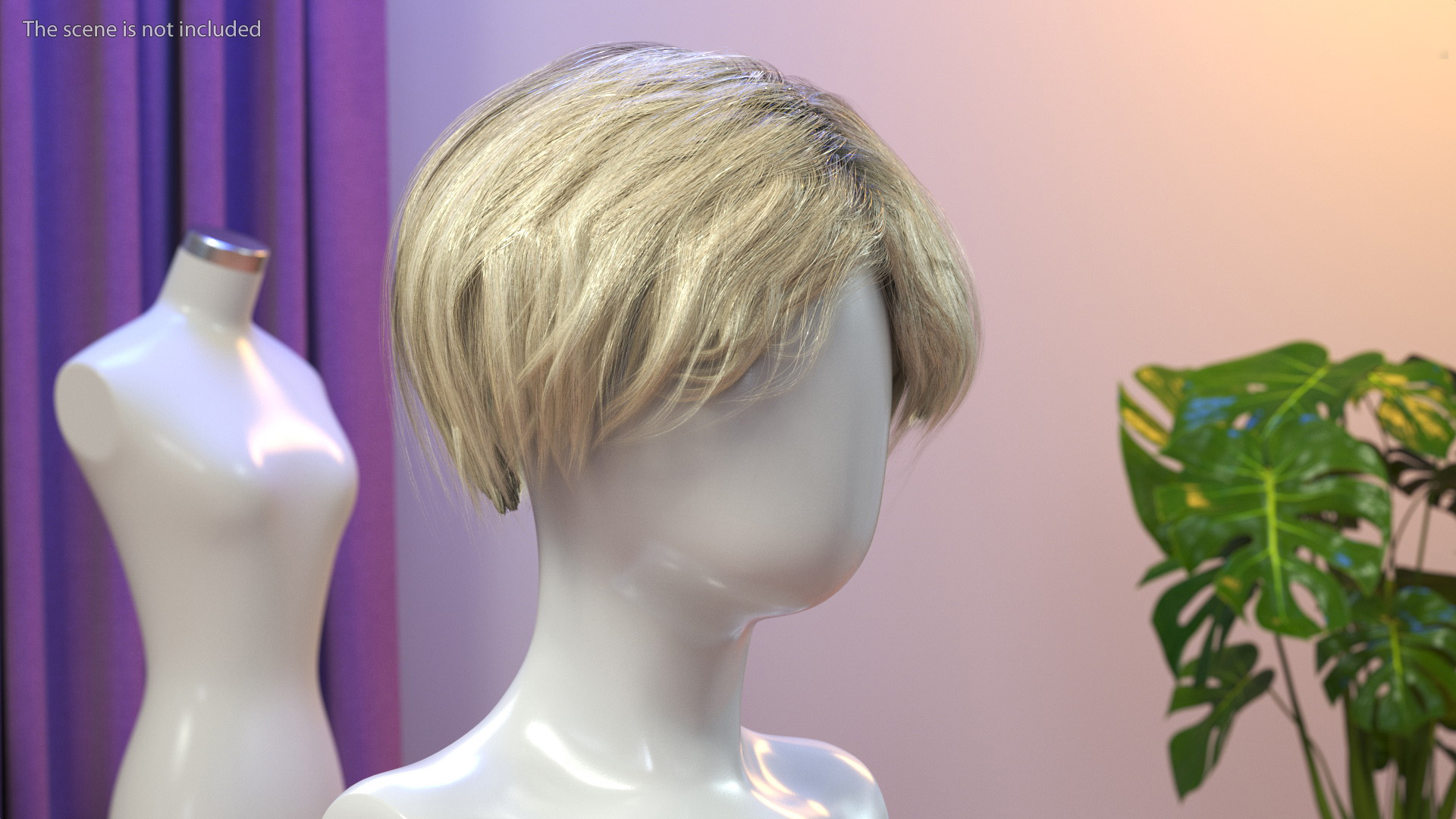 3D Wig Short Layered Hairstyle Blond model