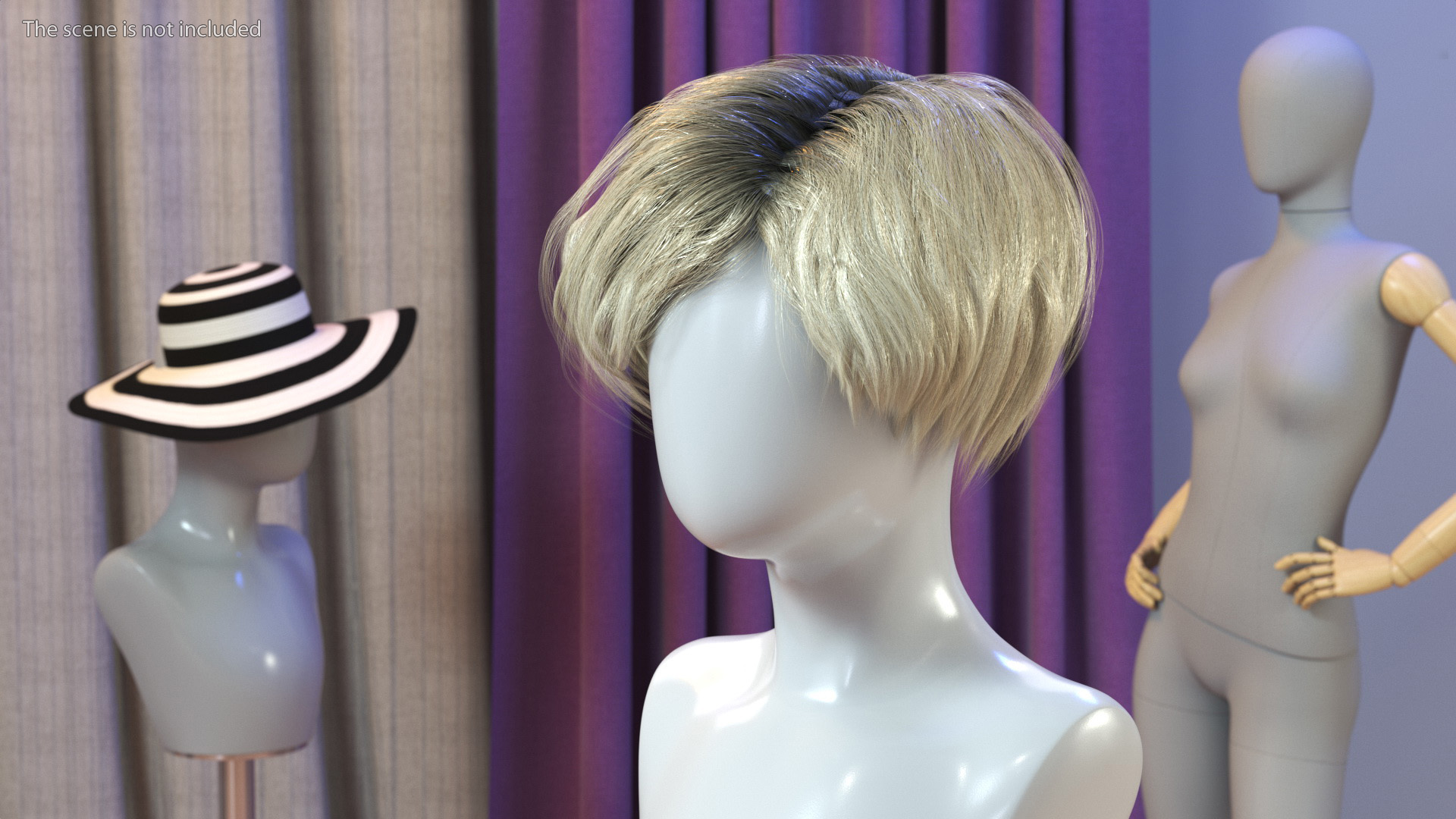 3D Wig Short Layered Hairstyle Blond model