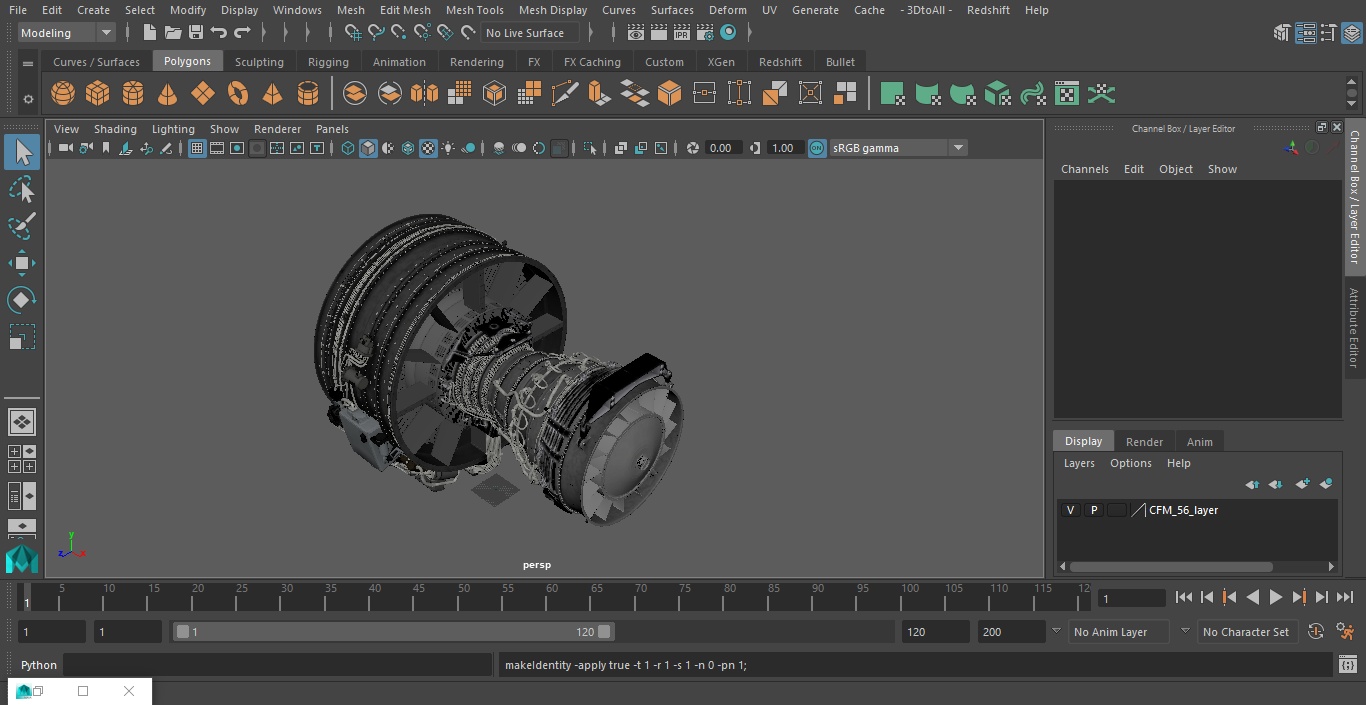 3D Aircraft Turbofan Engine CFM International CFM56 model