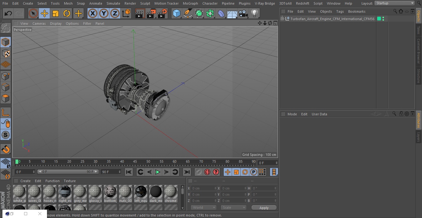 3D Aircraft Turbofan Engine CFM International CFM56 model