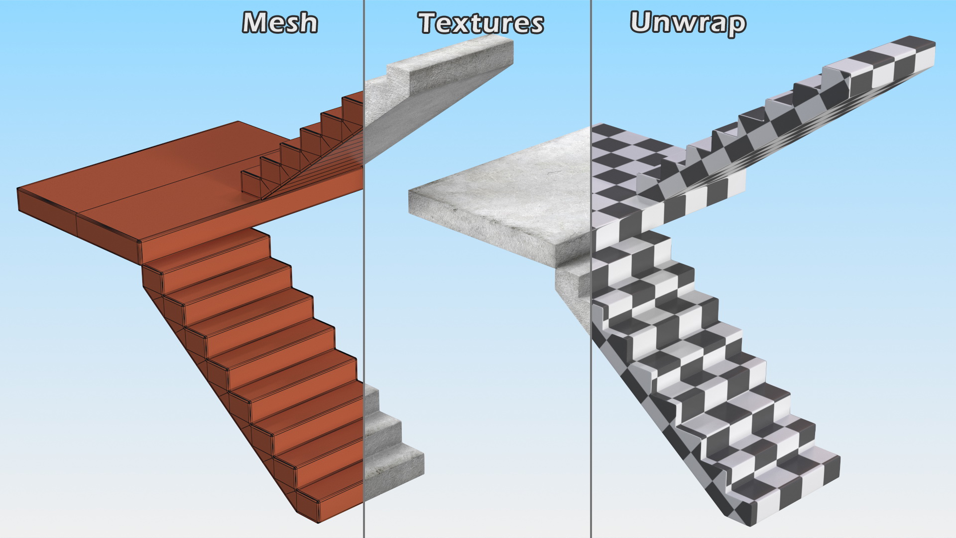 3D Precast Concrete Stairs model