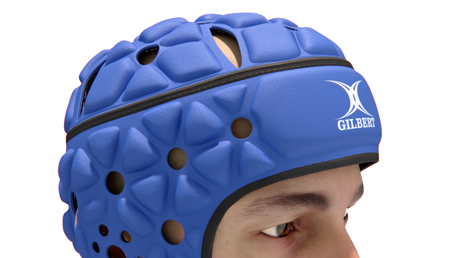 Male Head with Gilbert Rugby Headgear 3D