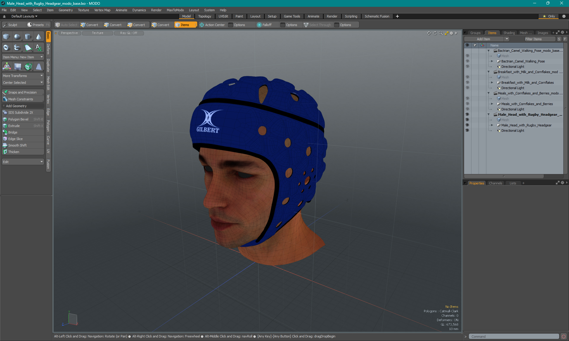 Male Head with Gilbert Rugby Headgear 3D