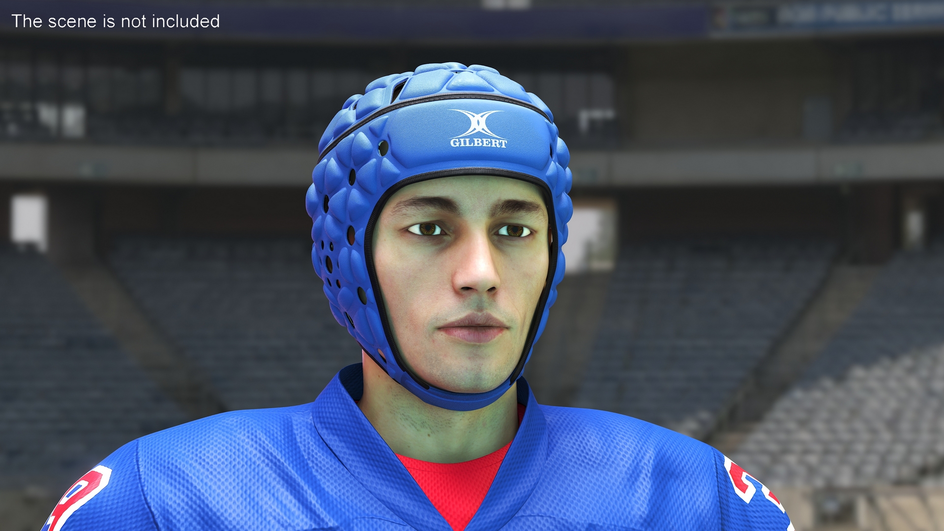 Male Head with Gilbert Rugby Headgear 3D