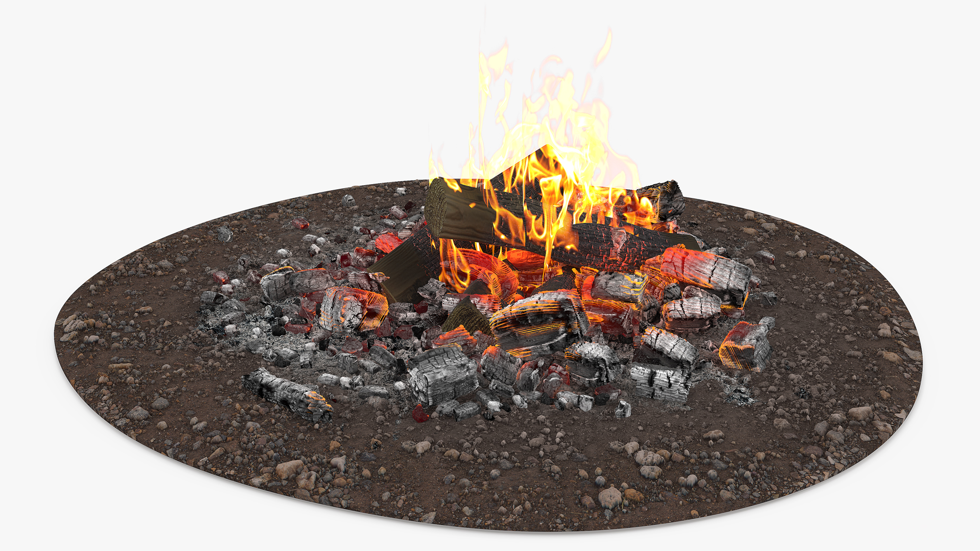 3D Bonfire Burning with Fire Ashes