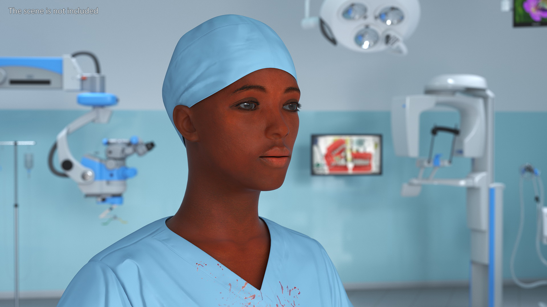 3D Female Nurse in Scrubs Fur