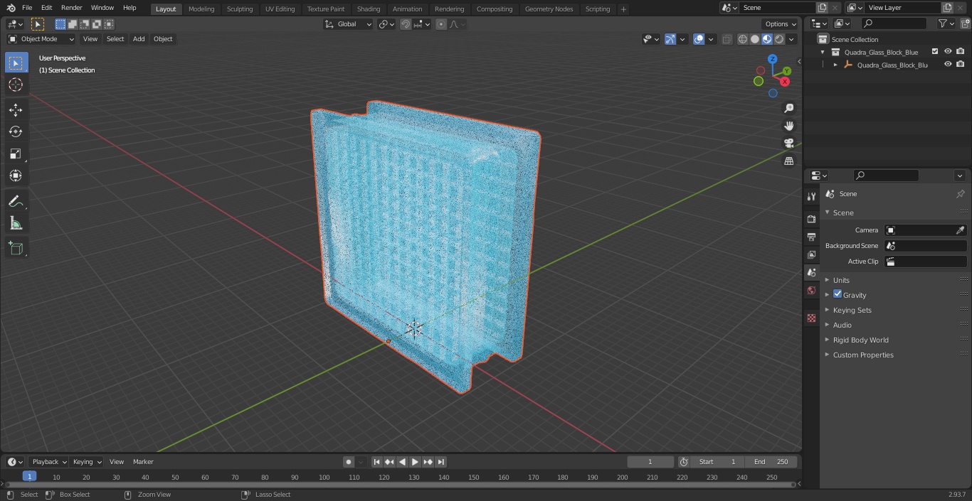 3D Quadra Glass Block Blue model