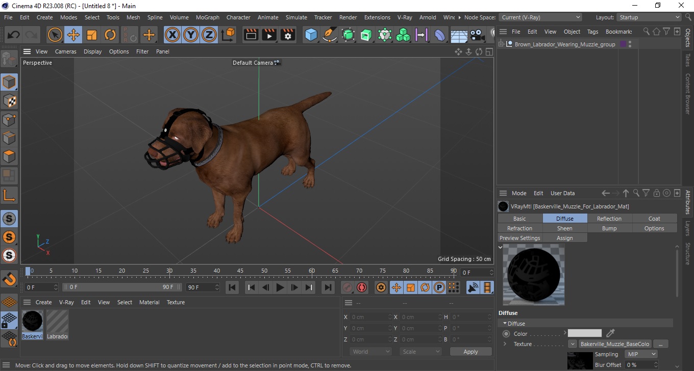 Brown Labrador Wearing Muzzle 3D model